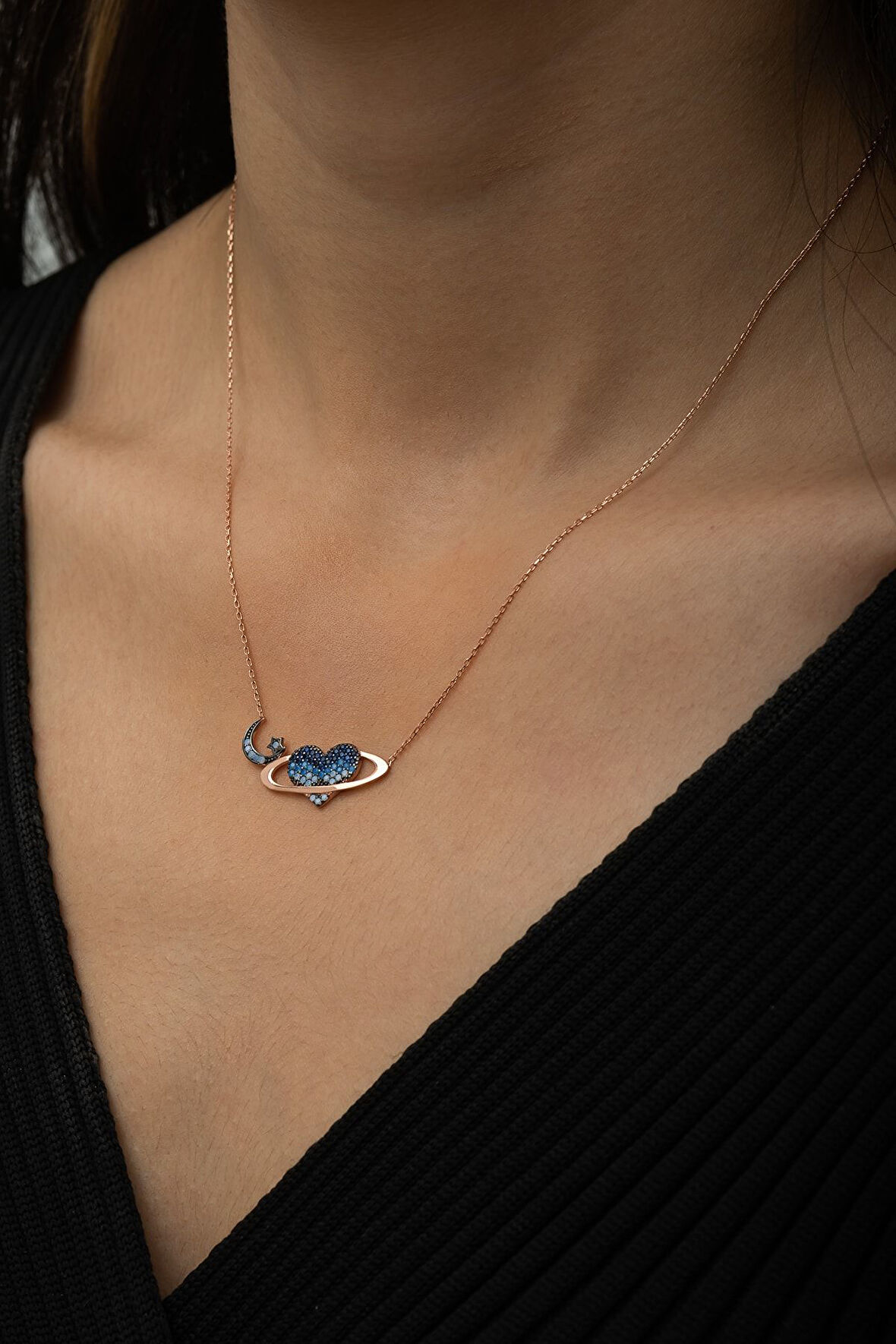 Kadın Kolye Rose Gold Kaplama 925 Ayar Gümüş