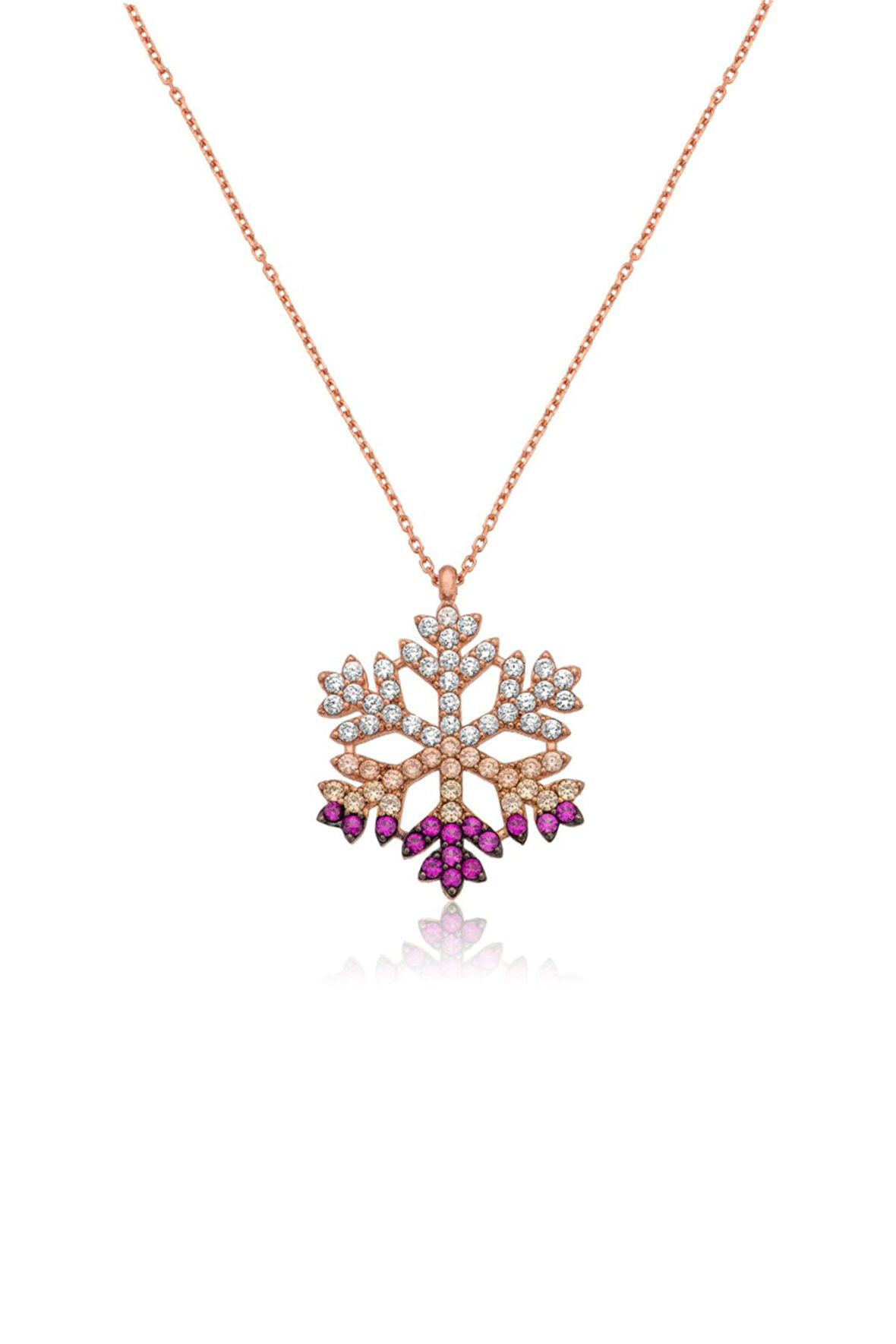 Kartanesi Kolye Rose Altın Kaplama Renkli Taşlı 925 Ayar Gümüş Uvps100517