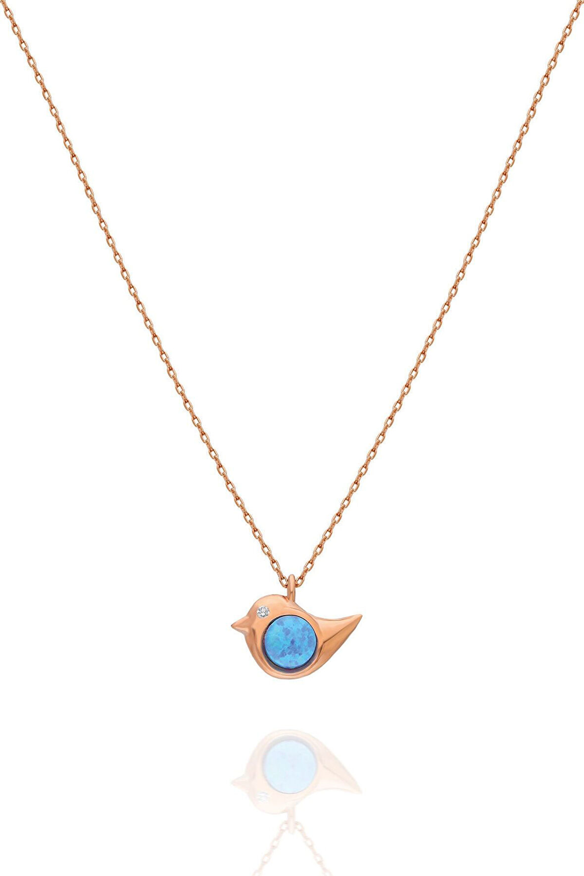 925 Ayar Opal Taşlı Gümüş Kuş Kolye