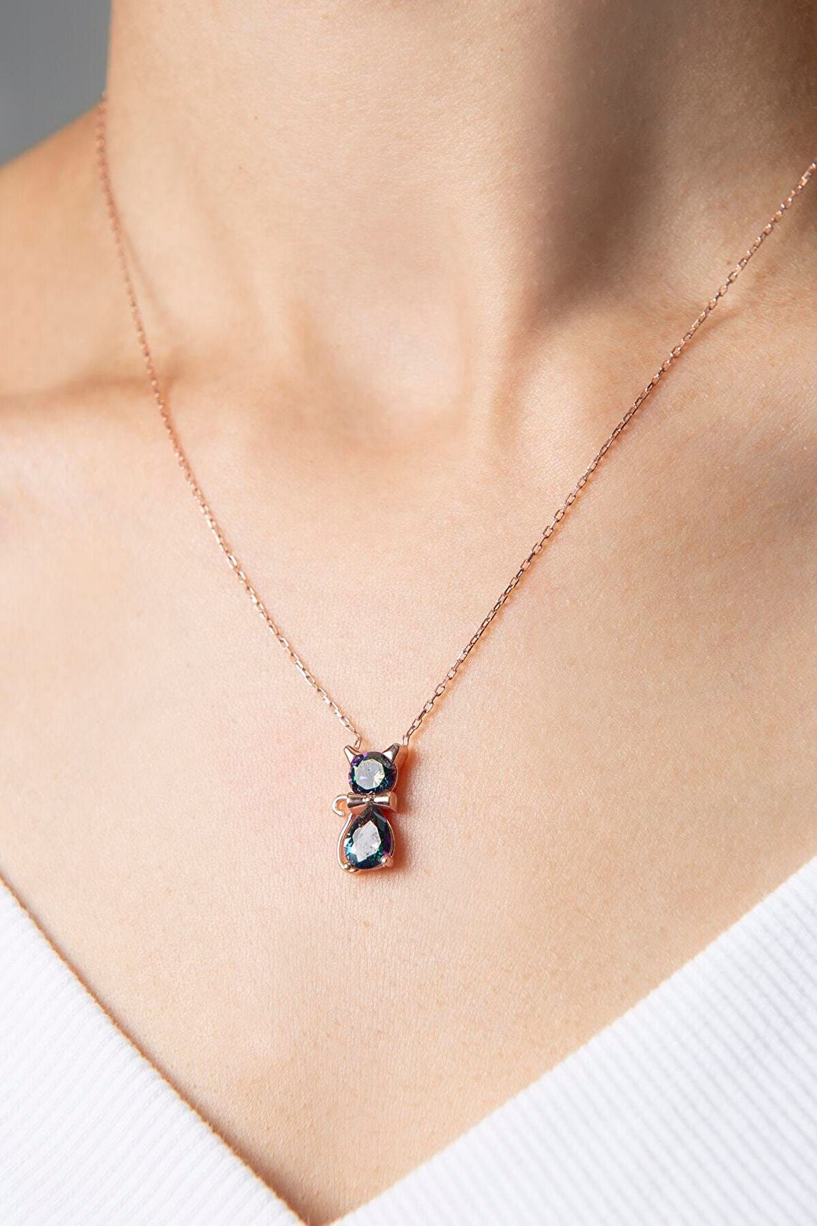 925 Ayar Gümüş Kedi Kolye