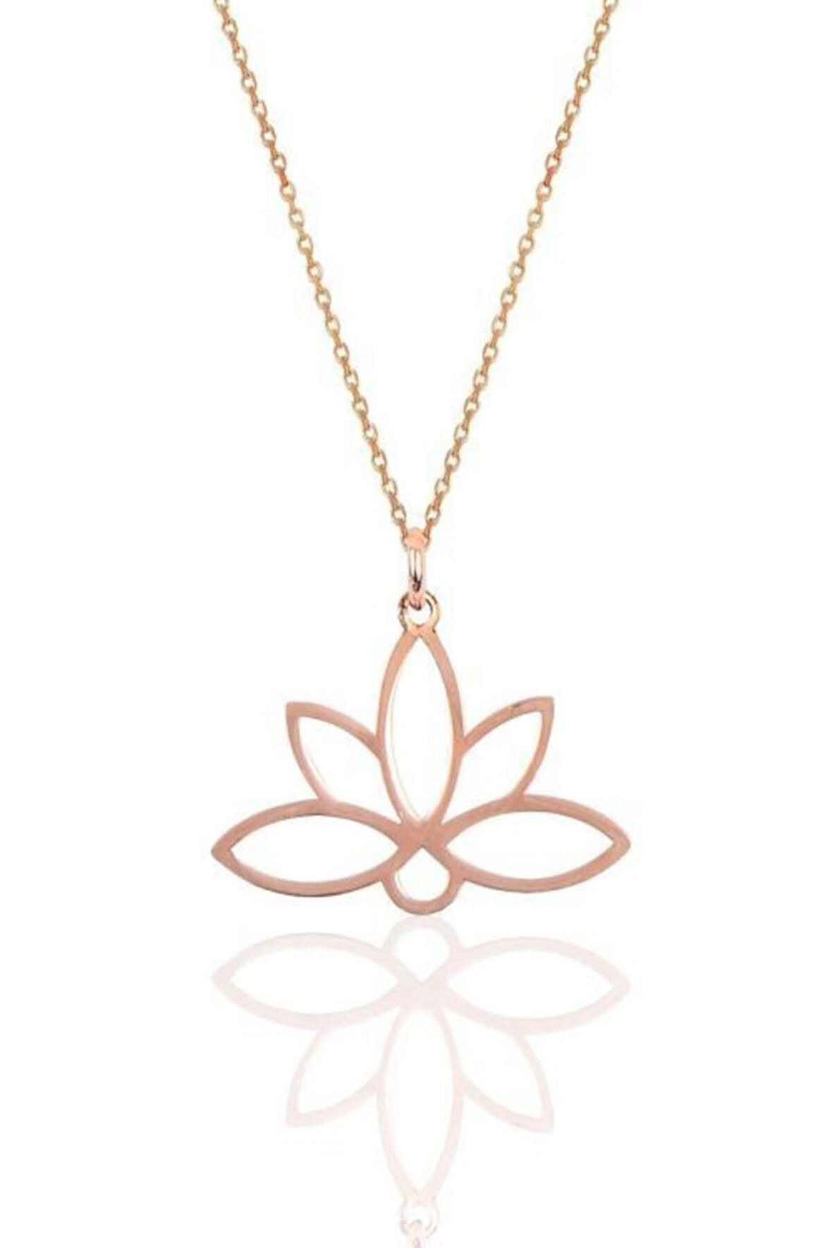 925 Ayar Rose Altın Kaplama Gümüş Lotus Çiçeği Kolye