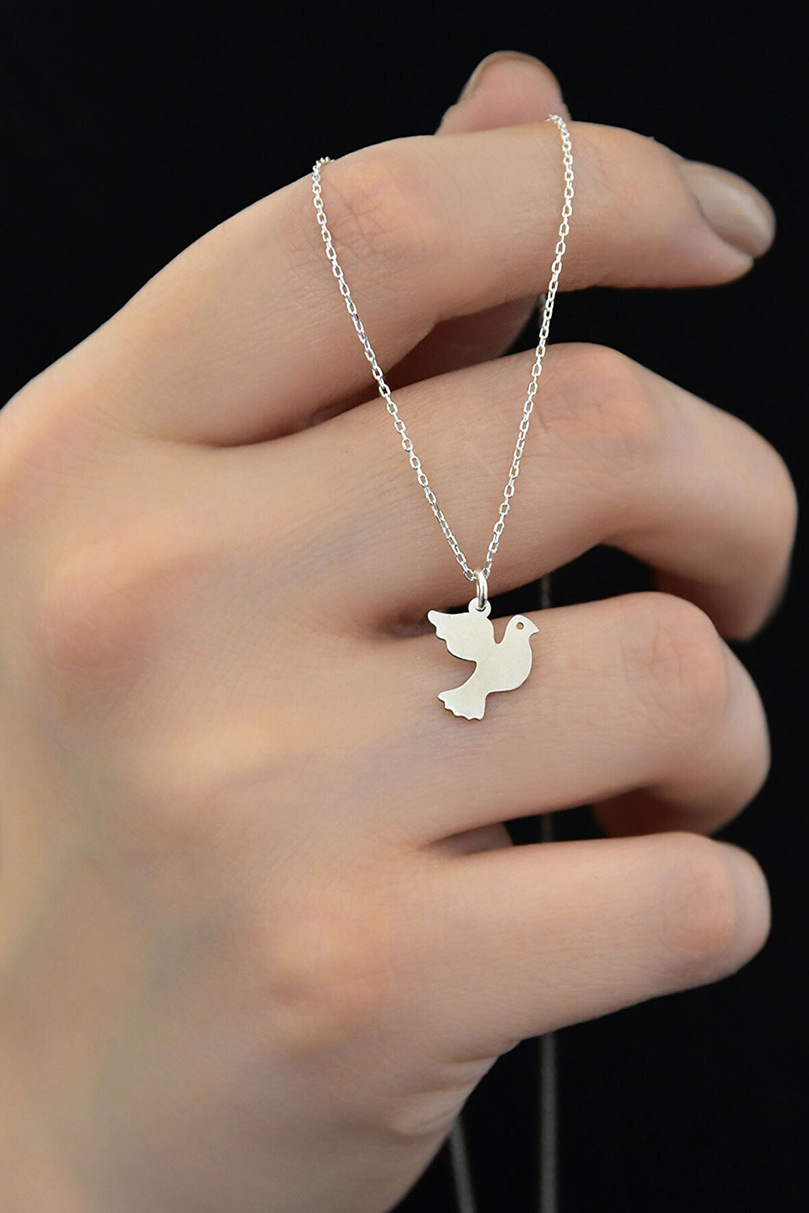 925 Ayar Gümüş Rodyum Kaplama Güvercin Kolye