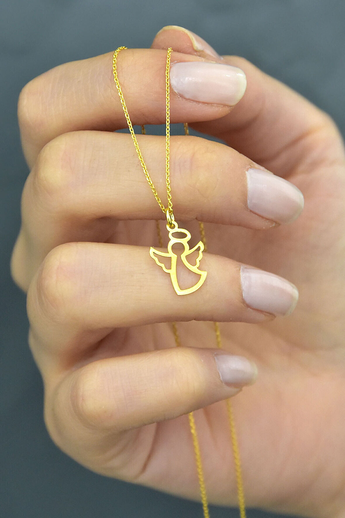 925 Ayar Altın Kaplama Gümüş Melek Kolye