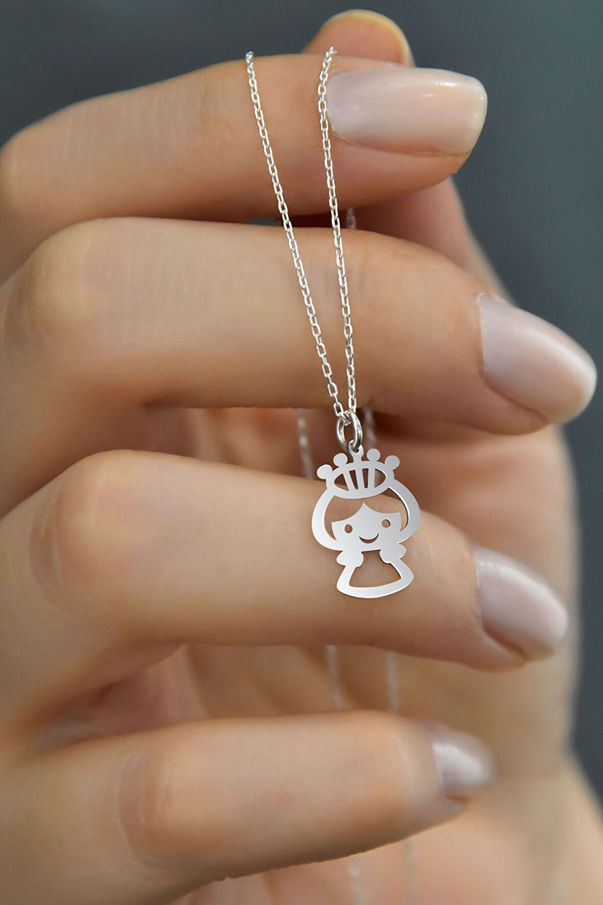 925 Ayar Gümüş Rodyum Kaplama Prenses Kolye