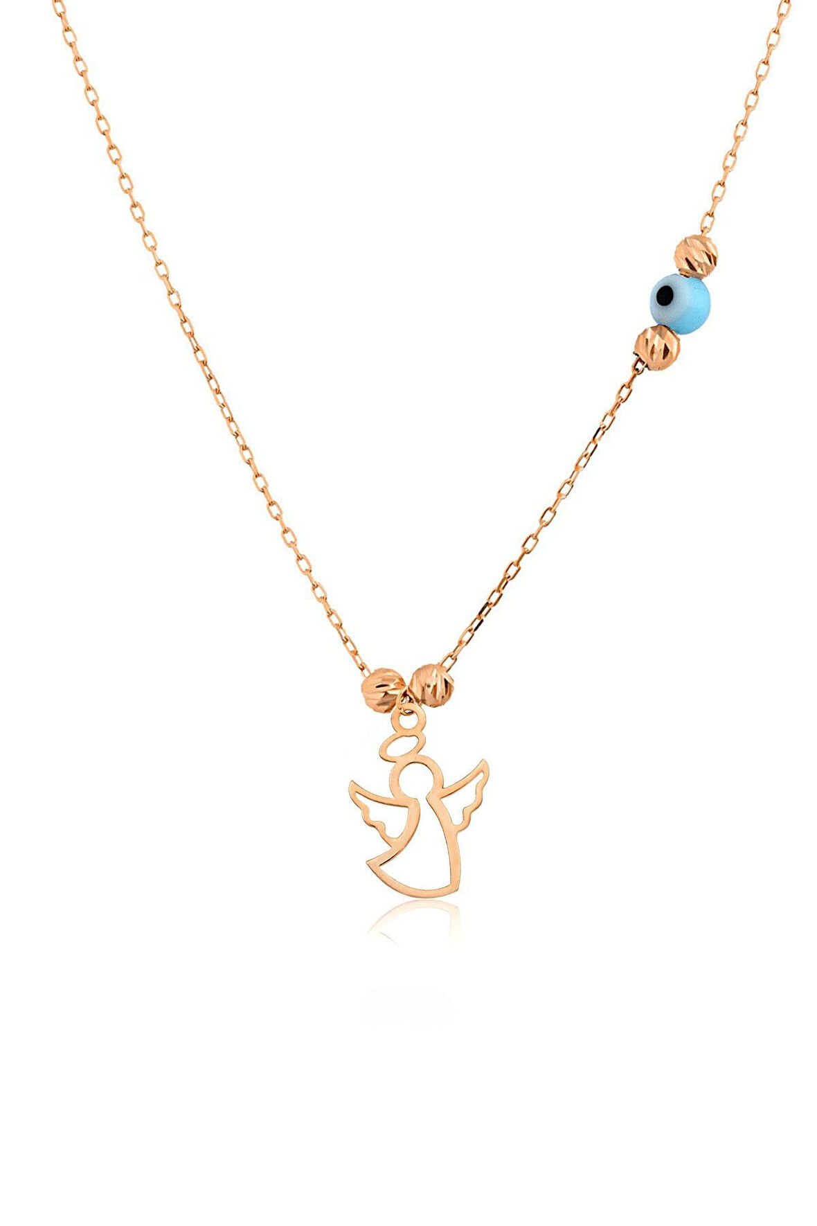 925 Ayar Rose Altın Kaplama Dorika Toplu Gümüş Melek Kolye