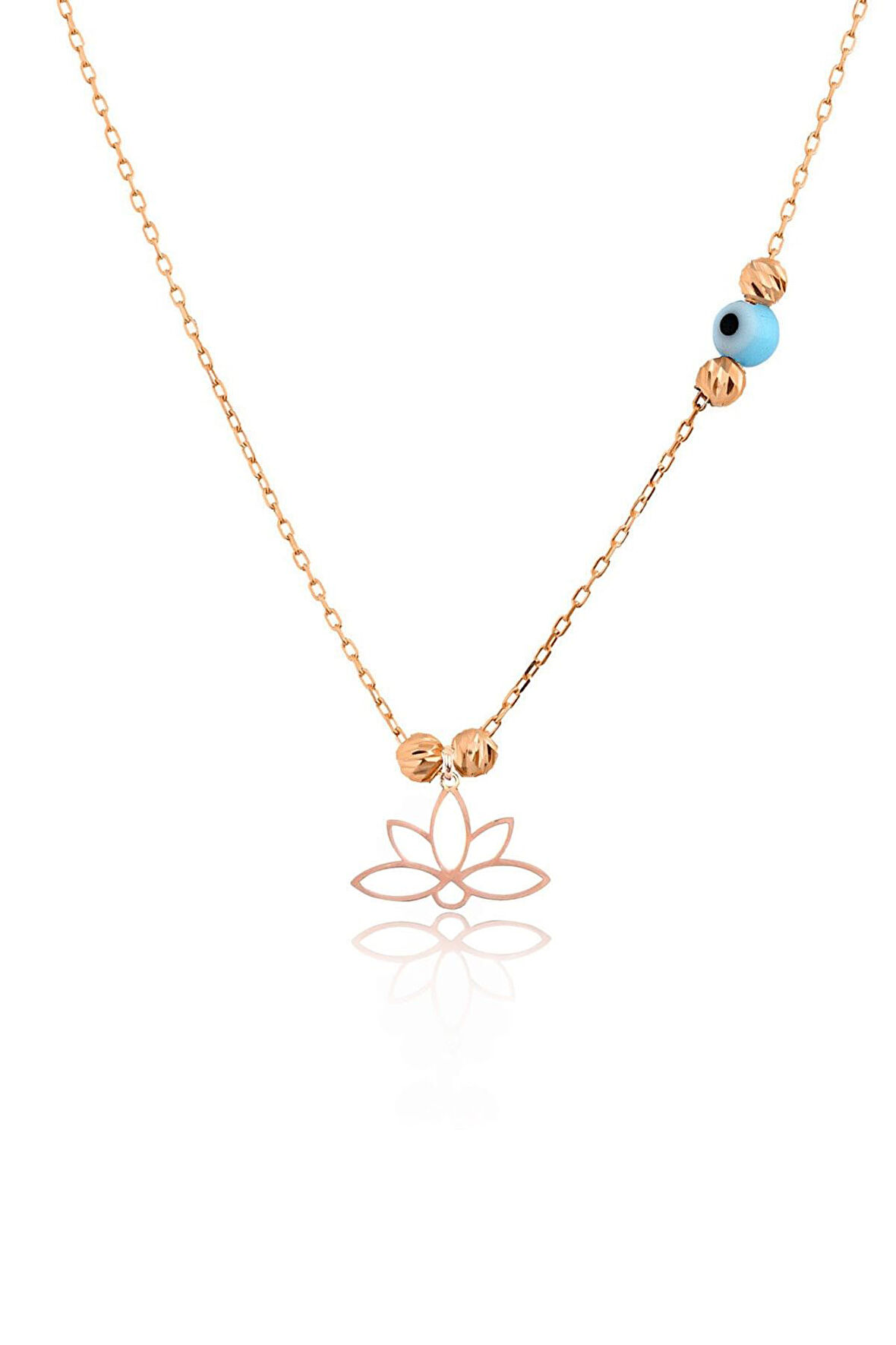 925 Ayar Rose Altın Kaplama Dorika Toplu Gümüş Lotus Kolye