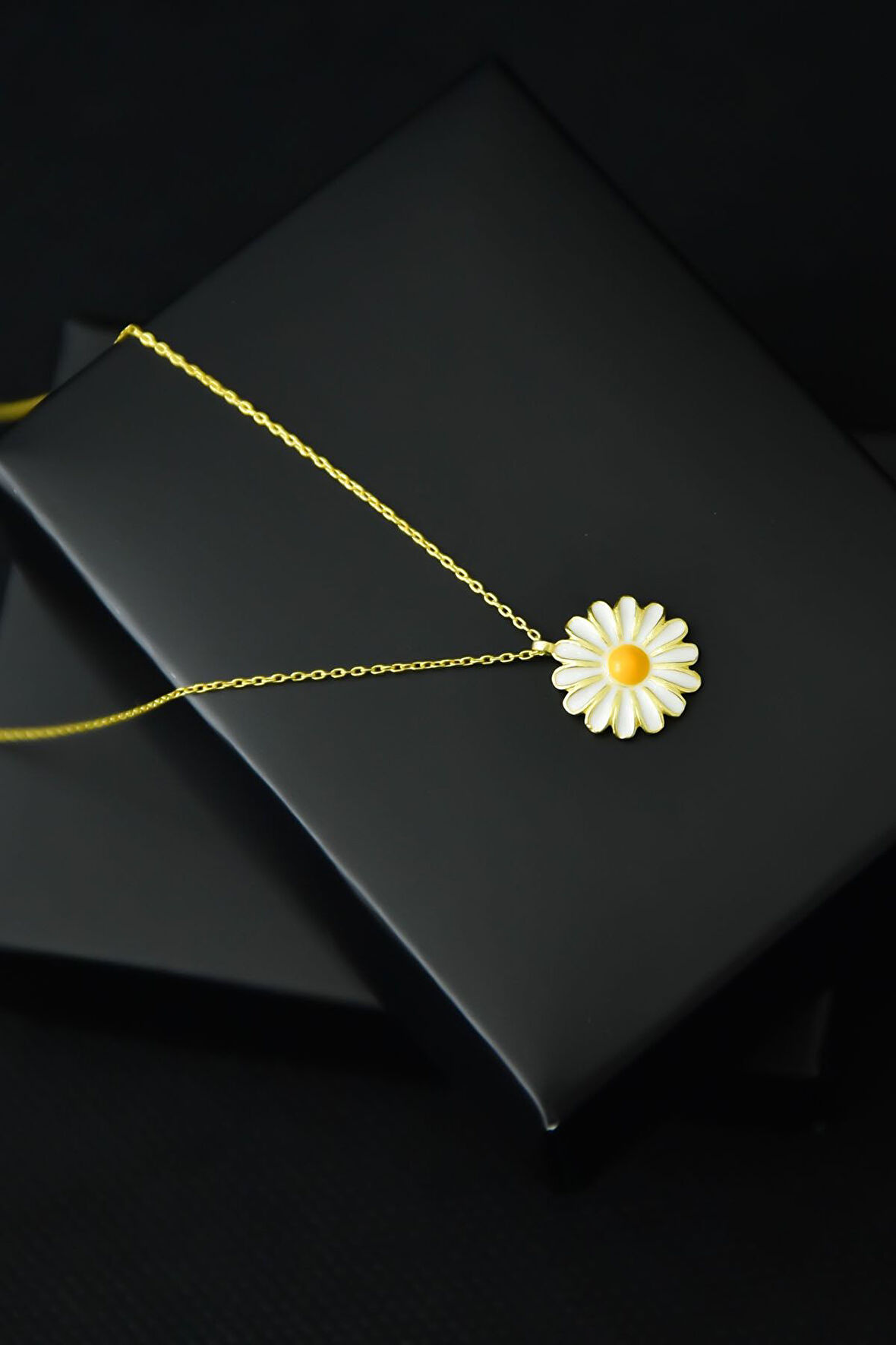 925 Ayar Gümüş Altın Kaplama Papatya Kadın Kolye