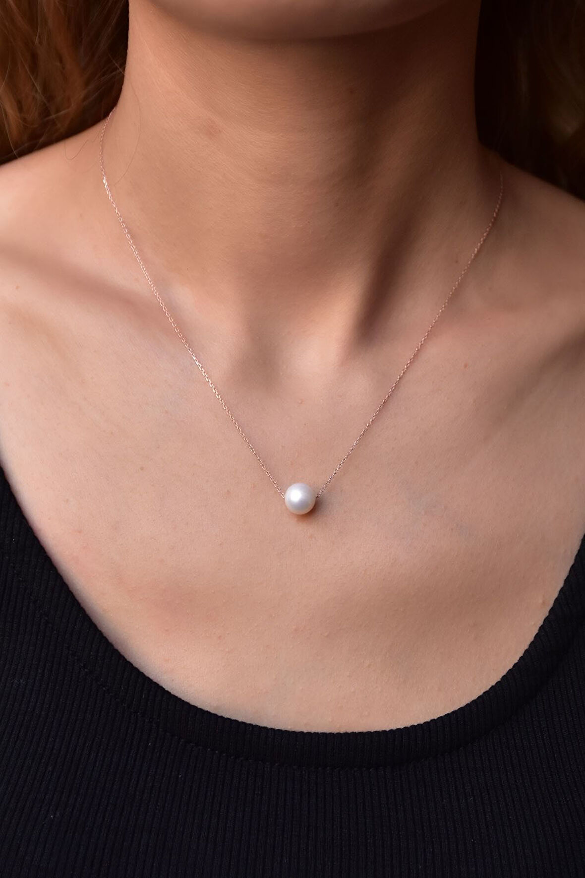 925 Ayar Gümüş Rose Kaplama Kadın Kolye