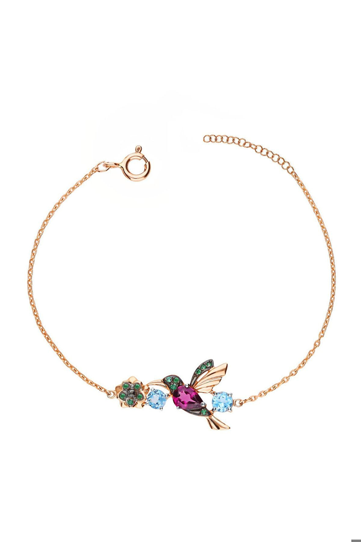 925 Ayar Gümüş Rose Kaplama Taşlı Sevgi Kuşu Bileklik