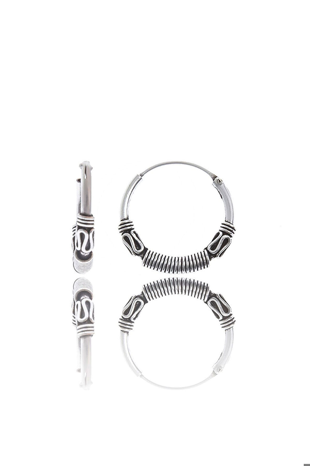 Antik Motifli Sarma Halka Küpe 925 Ayar Gümüş