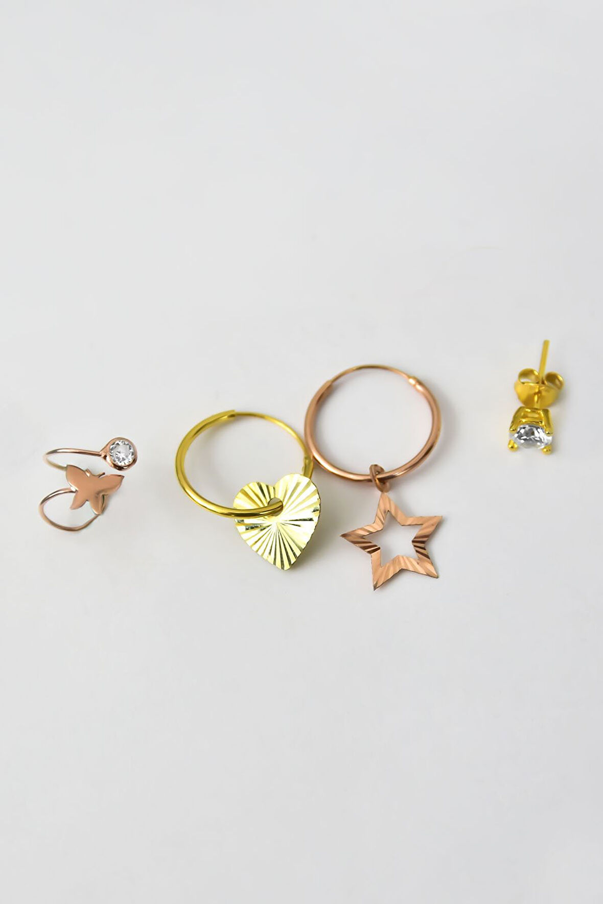 925 Ayar Gümüş Zirkon Taşlı Mineli Çoklu Fantezi Küpe