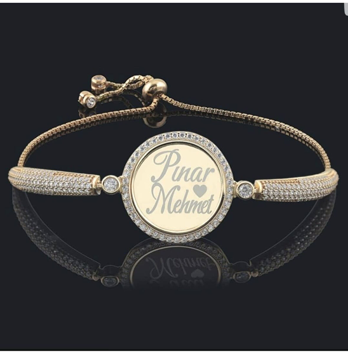 925 Ayar Gold Renk Asansörlü Kişiye Özel Bileklik