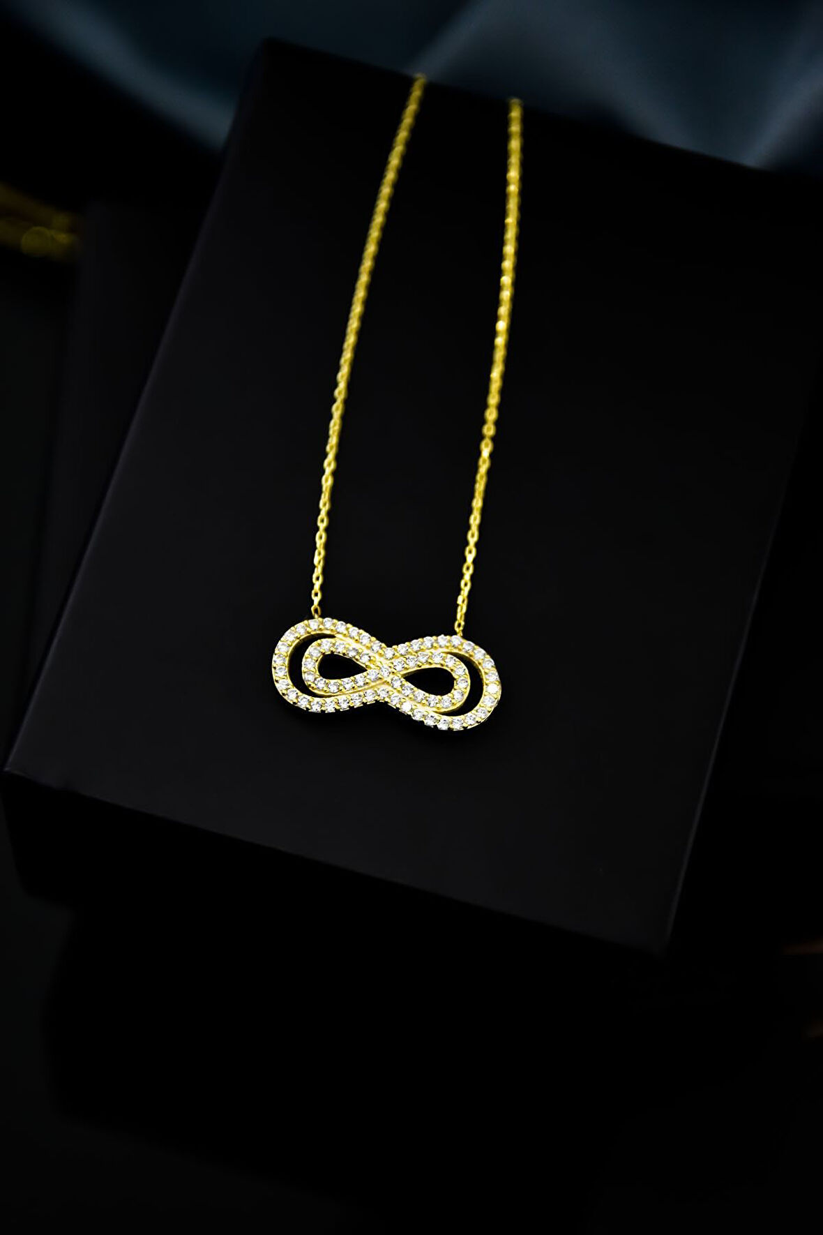 925 Ayar Gümüş Gold Kaplama Iç Içe Sonsuzluk Kadın Kolye