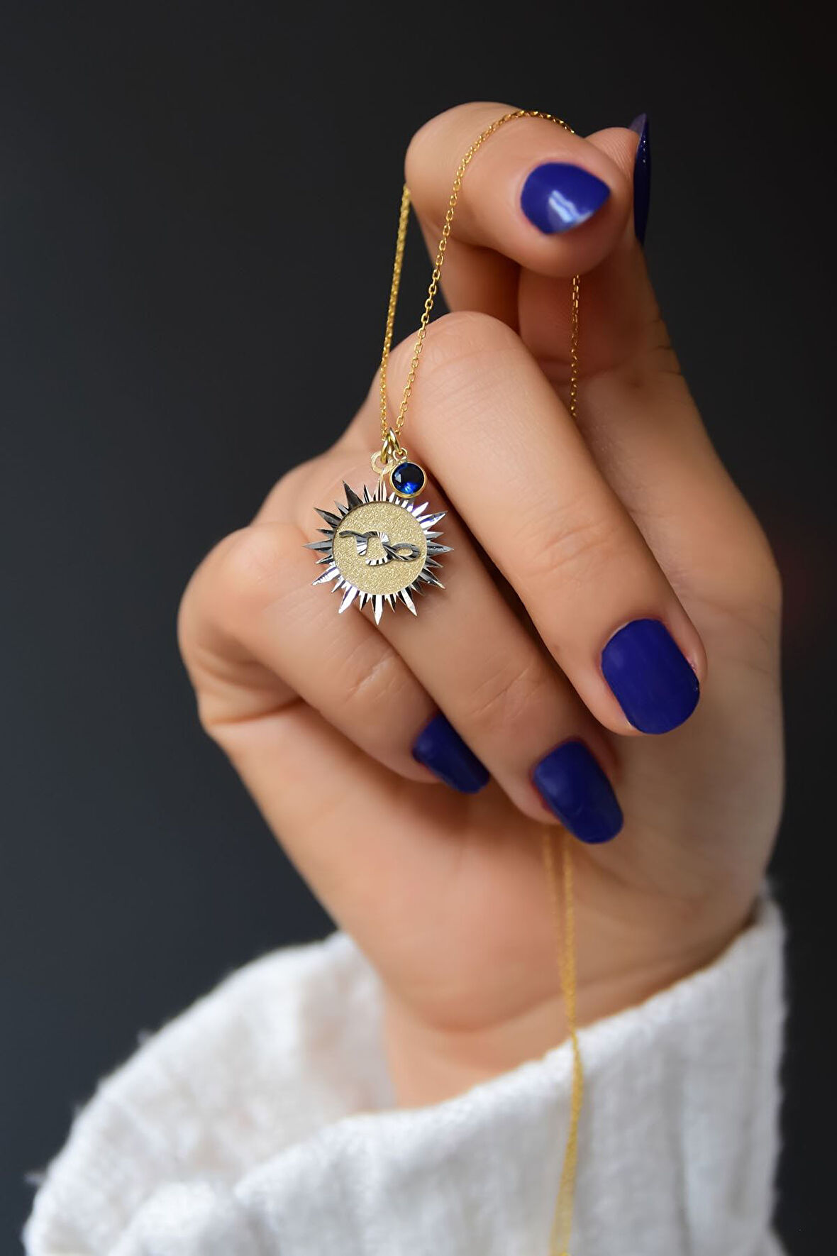 925 Ayar Gümüş Gold Kaplama Doğum Taşlı Kristal Kesim Plaka Oğlak /capricorn Burç Kolye