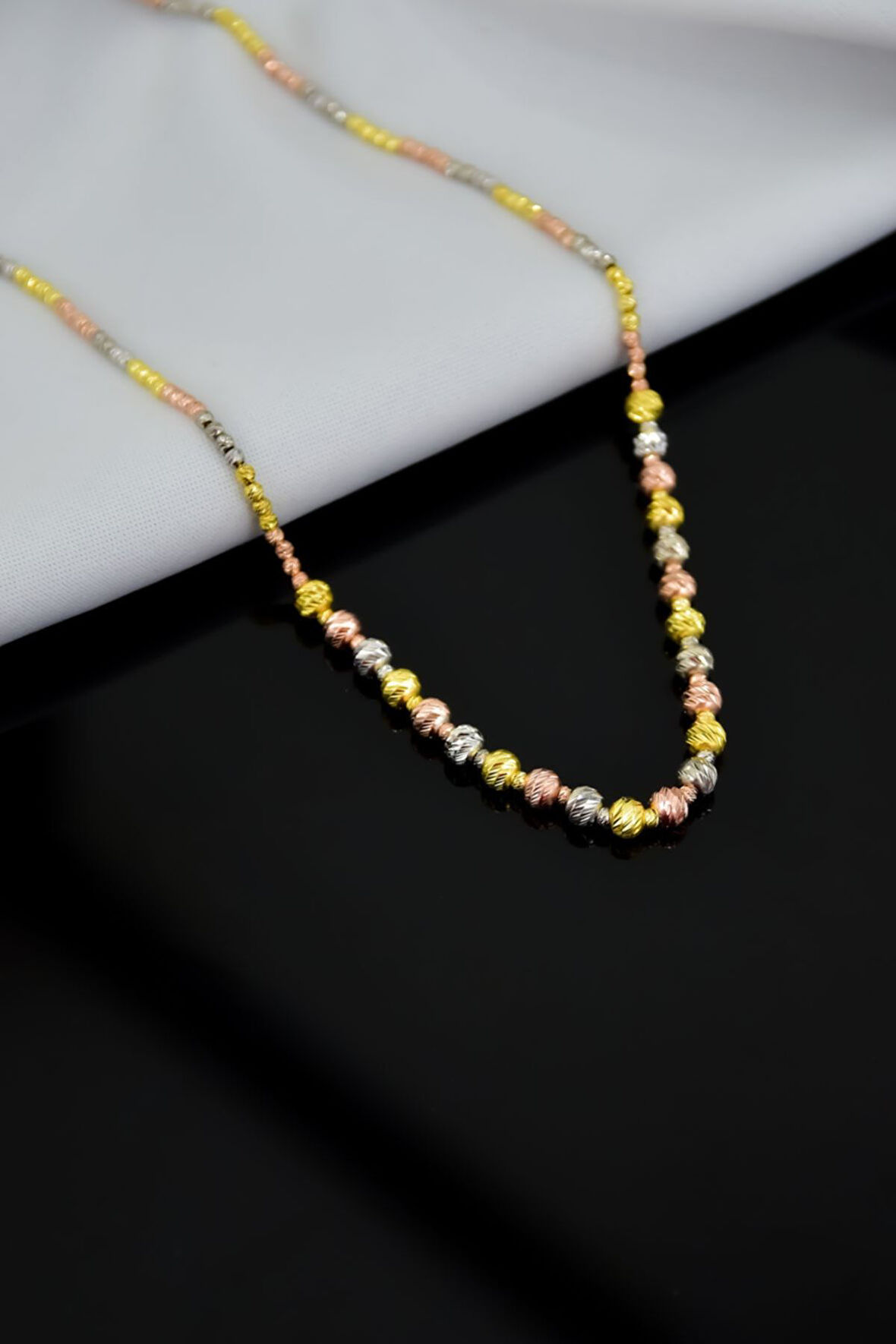 925 Ayar Gümüş Üç Renk Iki Boy Dorika Top Kolye