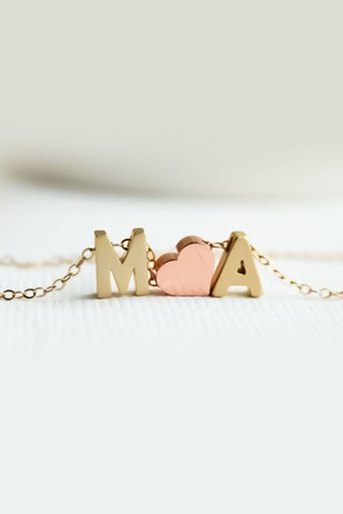 925 Ayar Gümüş Gold Kaplama Kalp Harf Kadın Kolye