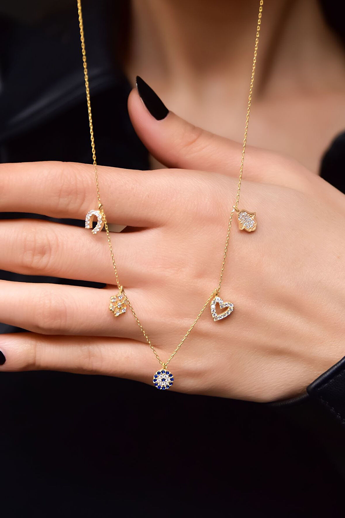 925 Ayar Gold Kaplama Şans Kolye