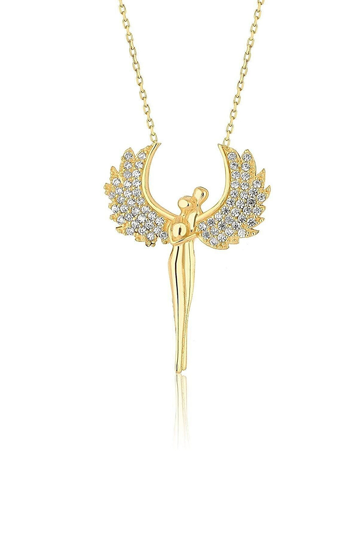 925 Ayar Gümüş Gold Kaplama Sevgili Melek Kolye