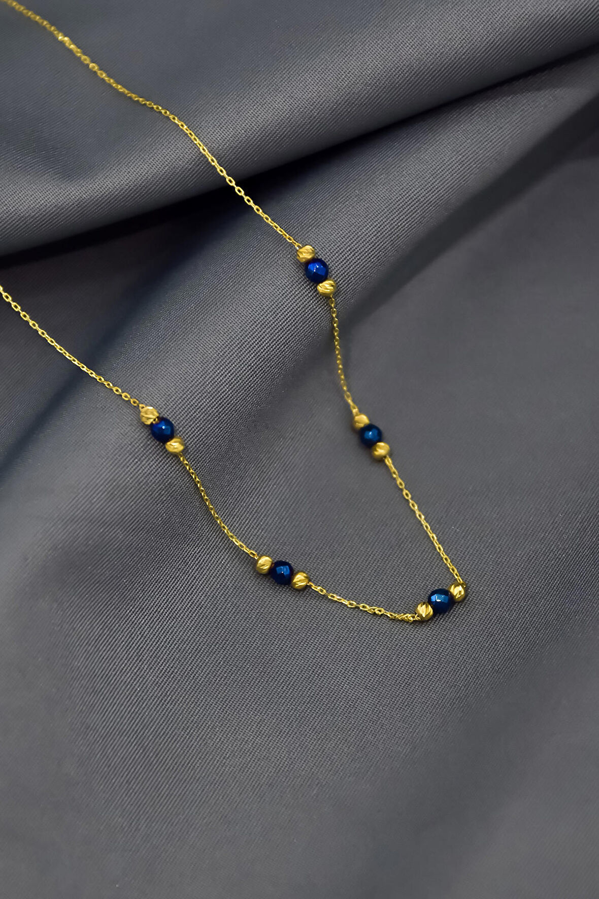 925 Ayar Gümüş Gold Kaplama İki Renk Dorika Toplu Zincir Kolye