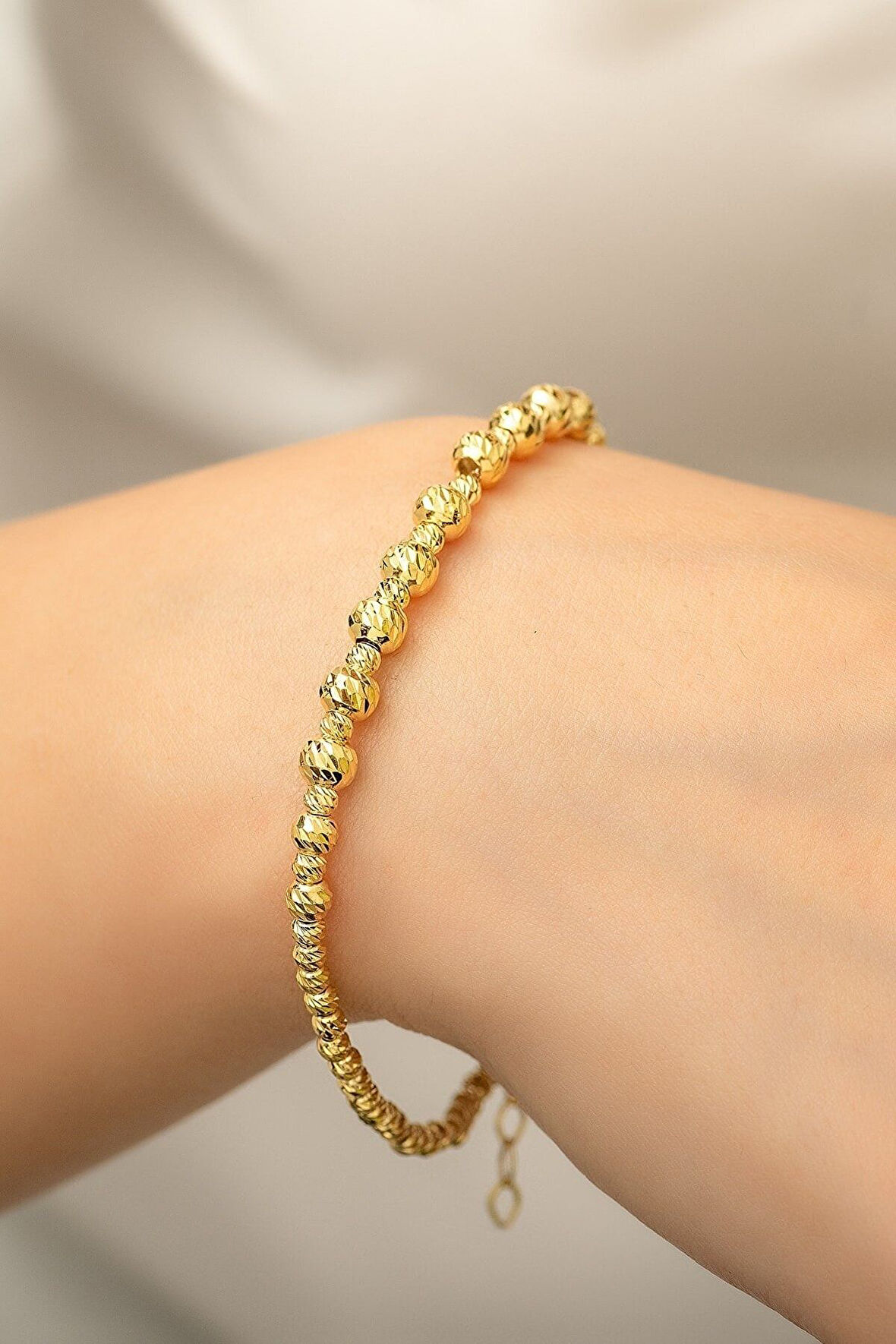 925 Ayar Gümüş Gold Kaplama Dorica Toplu Fantezi Bileklik