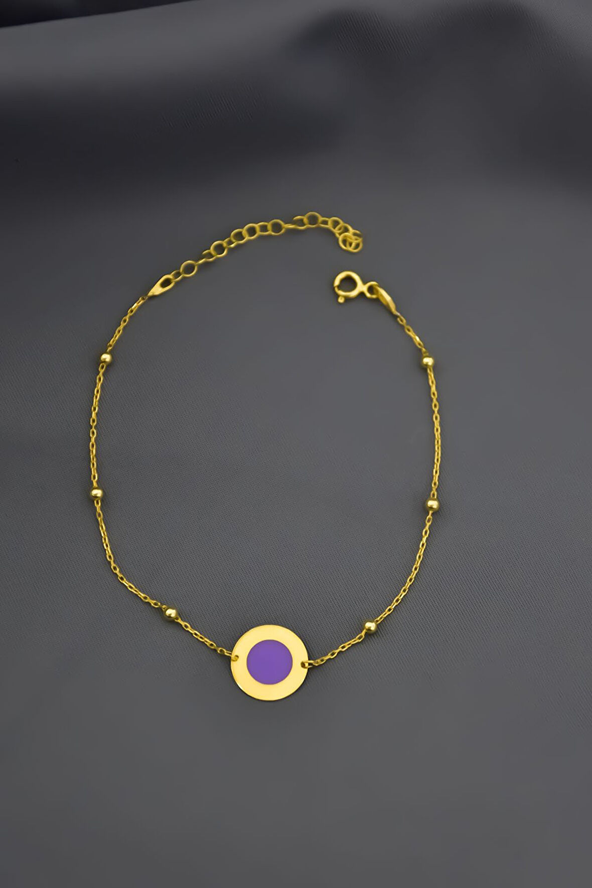 925 Ayar Gümüş Parlayan Rüya Serisi Tasarım Yuvarlak Ebruli Cam Boyalı Top Zincirli Bileklik