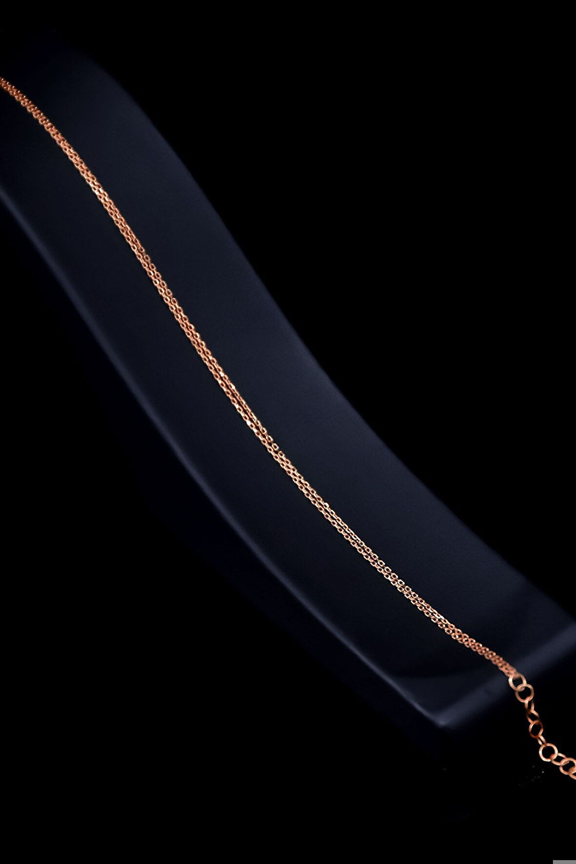 925 Ayar Gümüş Rose Kaplama Forse Çift Zincir Bileklik