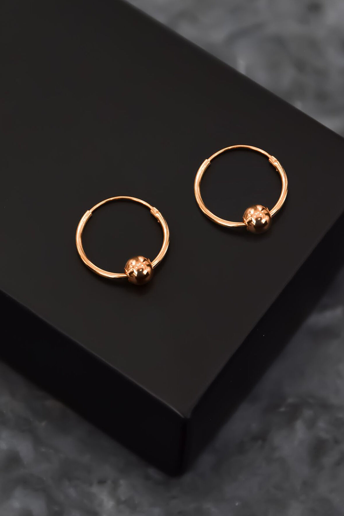 925 Ayar Gümüş Rose Kaplama Tek Toplu Halka Küpe