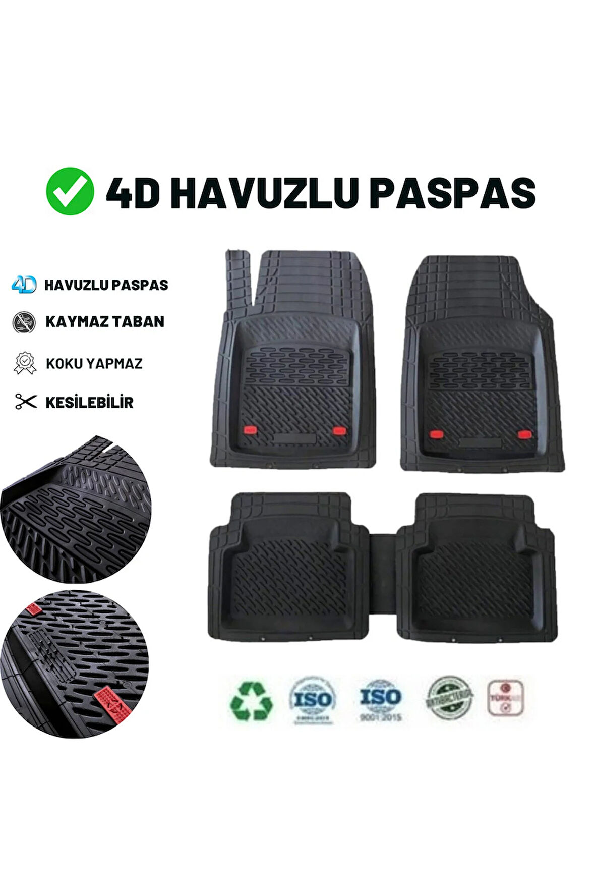 Mercedes E Serisi W210 1997 Uyumlu Yeni Nesil 4D Havuzlu Paspas Siyah