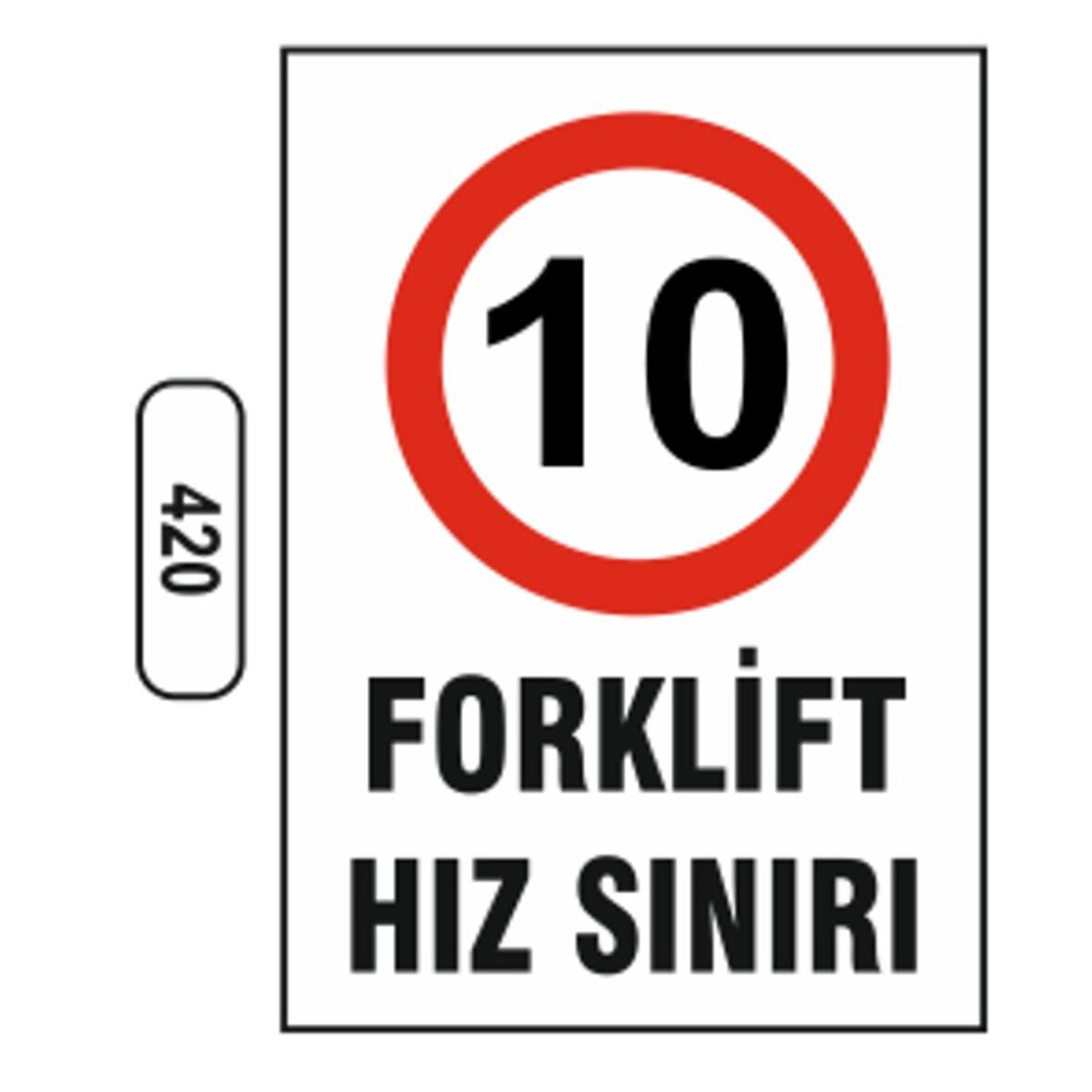 Forklift Hız Sınırı 10 Uyarı Levhası