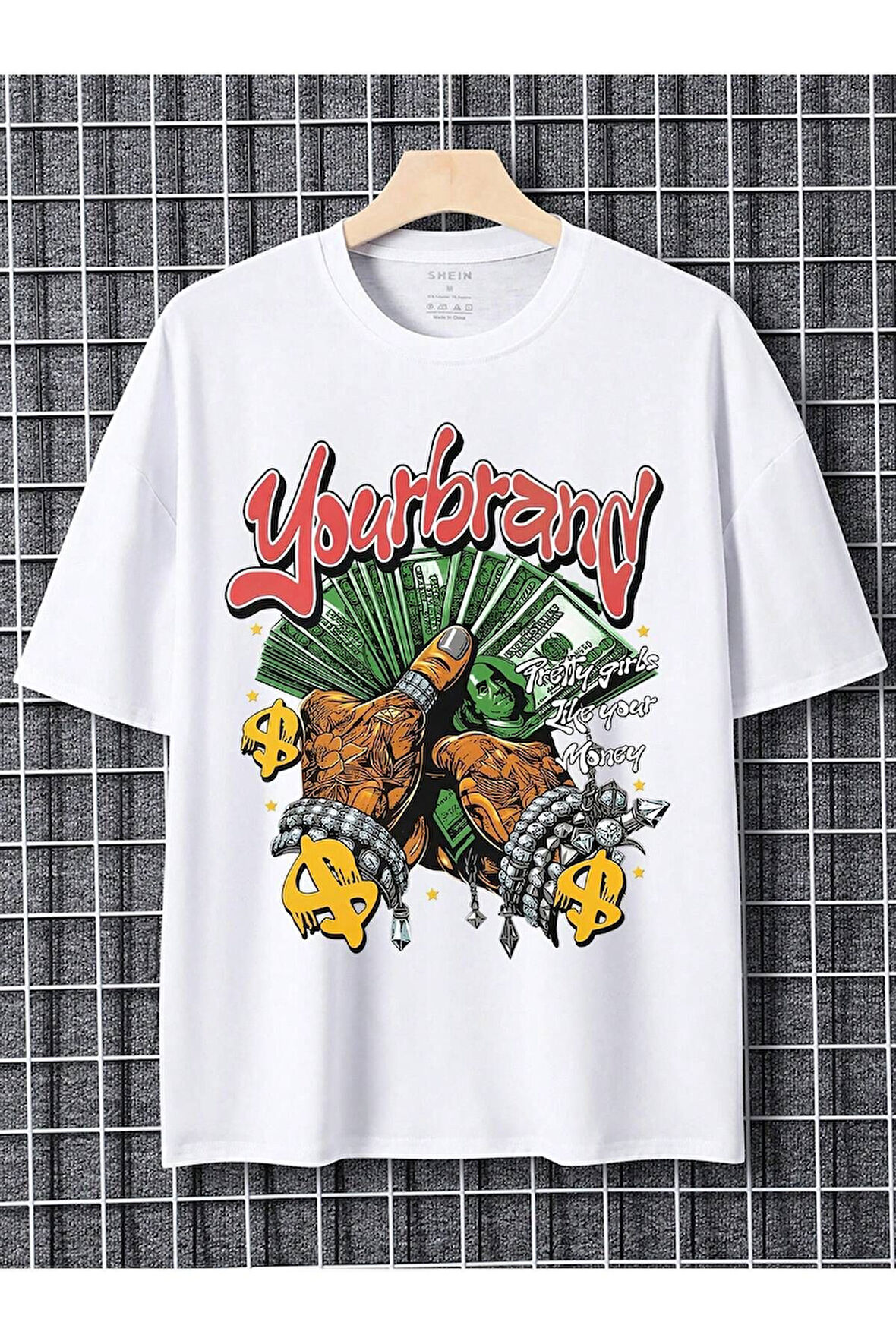 Unisex Yourbrand Baskılı Oversize T-Shirt