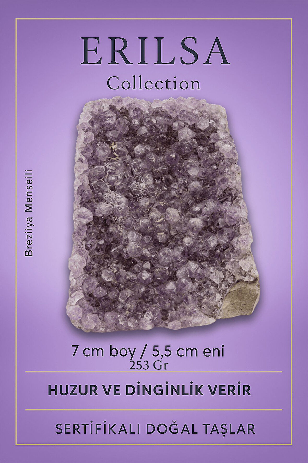 Sertifikalı Ametist Taşı Kütlesi 253 Gr – Ham Doğal Kristal Dekoratif Taş Parçası