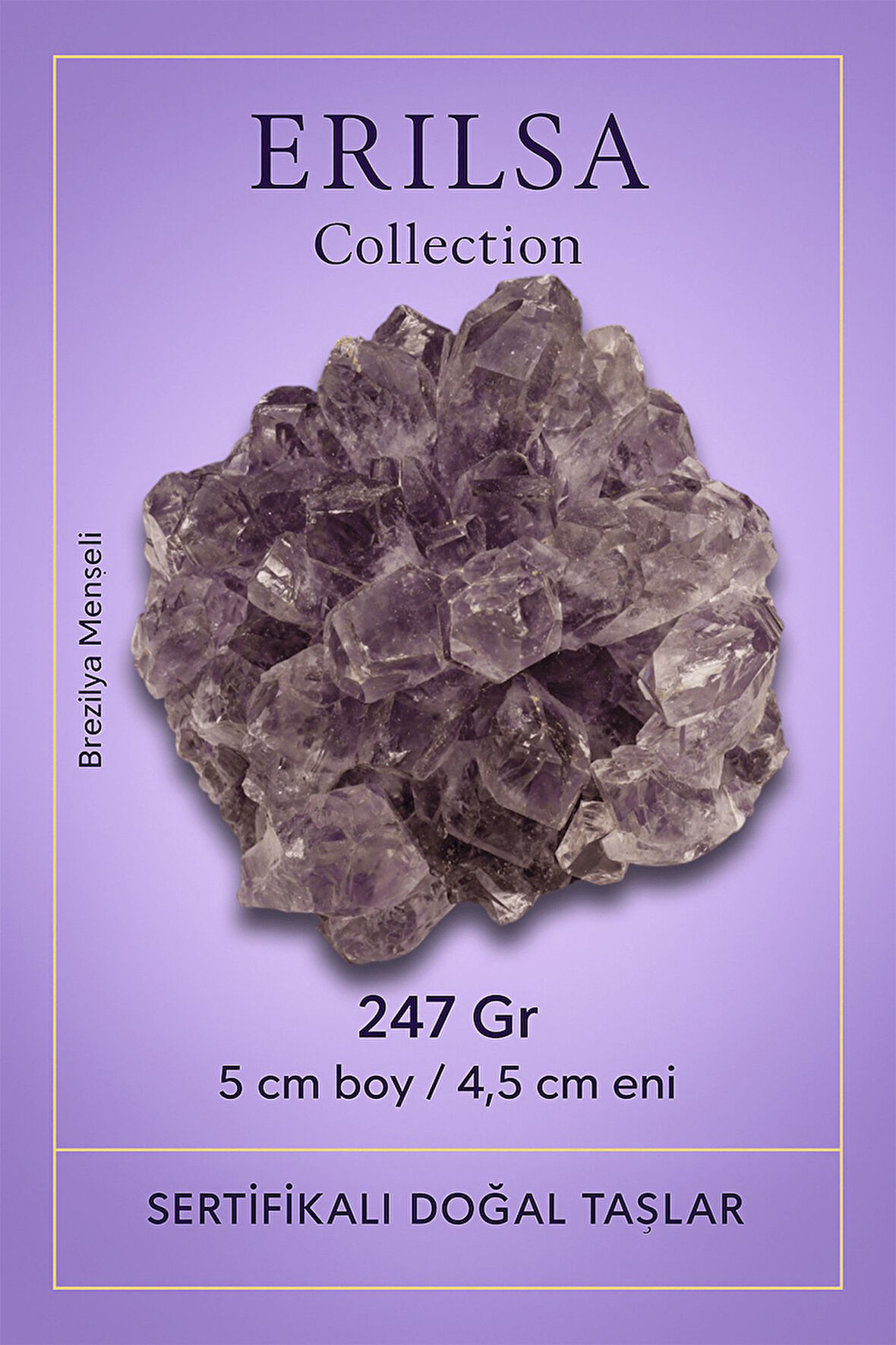 Sertifikalı Ametist Taşı Kütlesi 247 Gr – Ham Doğal Kristal Dekoratif Taş Parçası