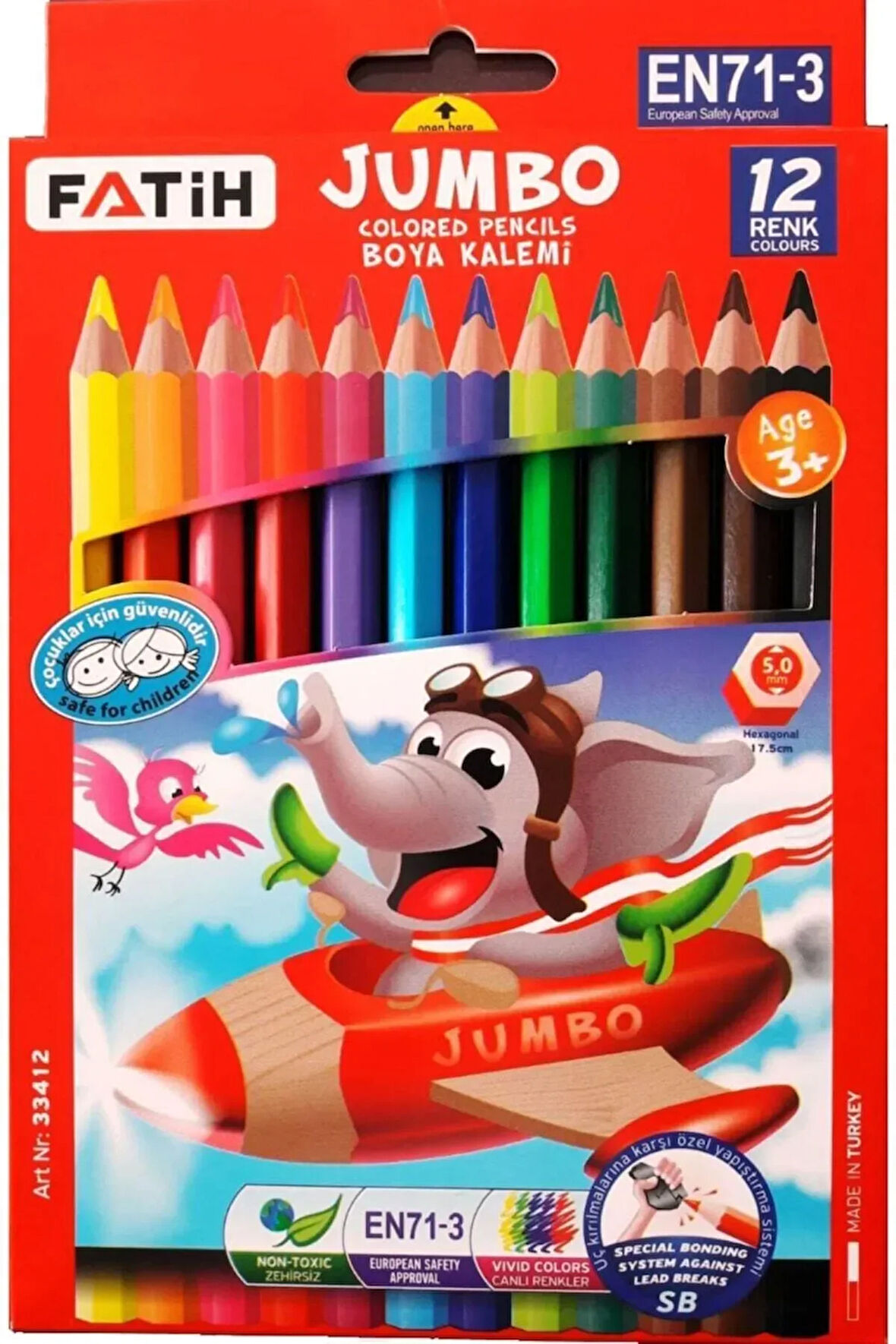 Kuru Boya Kalemi Jumbo Tam Boy 12'li