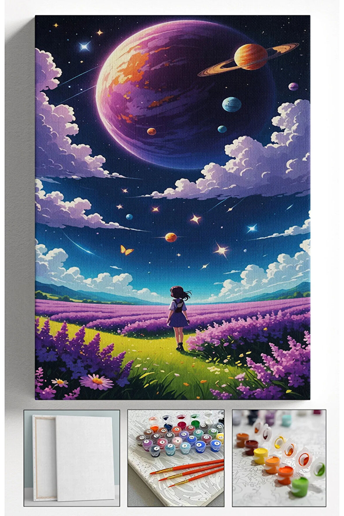 Sayılarla Boyama 40x50 Tuval Fırça Boya Dahil UZAY GÖKYÜZÜ