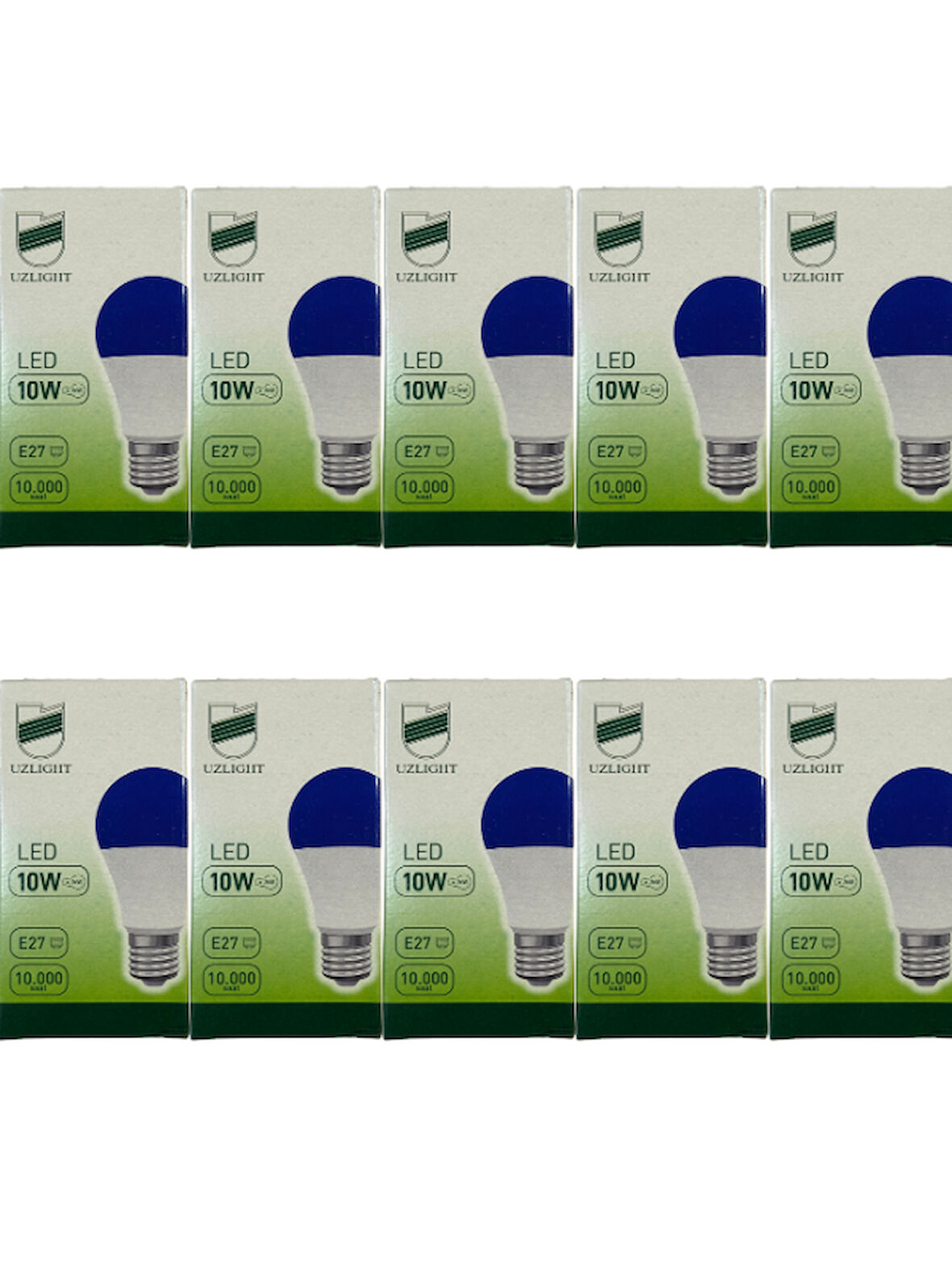 Uzlight 10W(75W) 11000K (Mavi Işık) E27 Duylu Led Ampul (10 Adet)