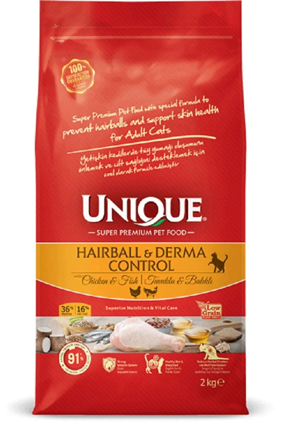 Unique Hairball & Derma Control Kedi Maması 2 Kg