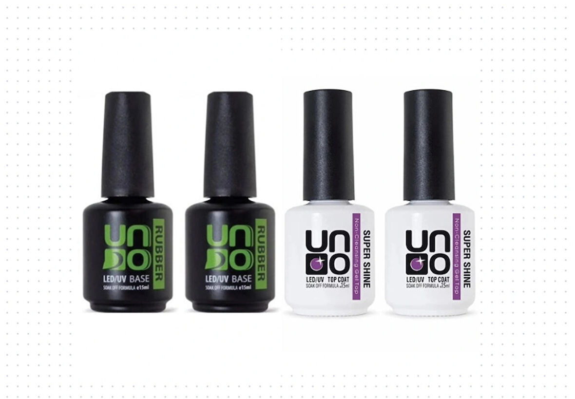 Uno Top Cot Super Shine 15 Ml X2 _ Uno Rubber Base Coat 15ml X2 ‘’4Lü Set