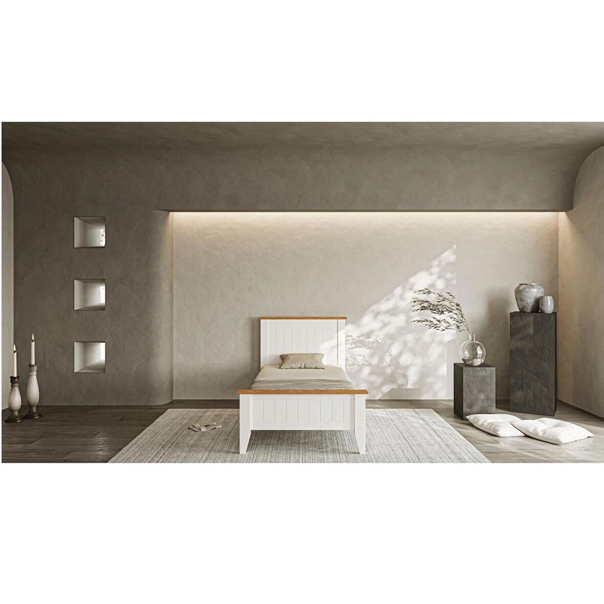 Uren Modern İnci Beyaz Tek Kişilik Karyola 120x200