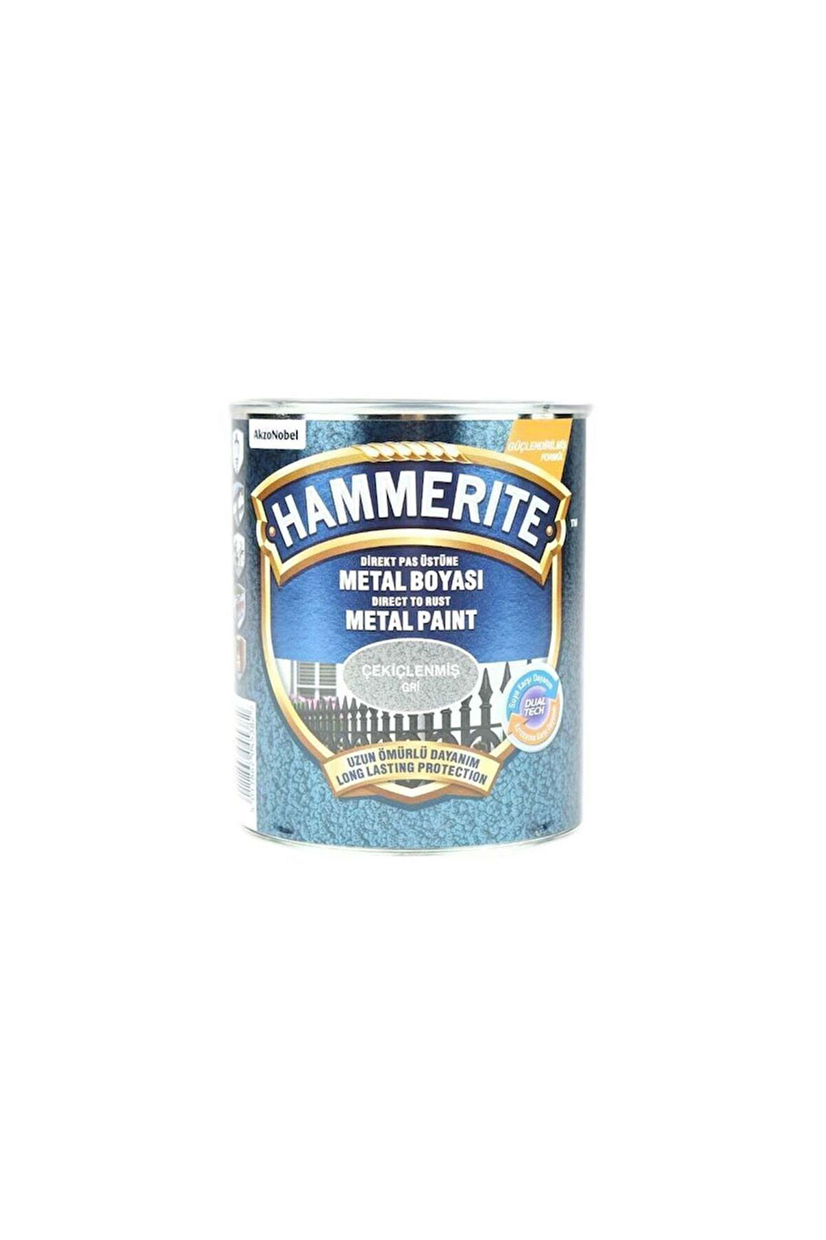 Hammerite Pas Üstü Metal Boyası Çekiçlenmiş Gri 0,75Lt