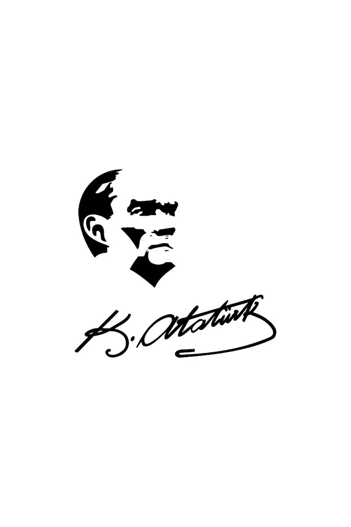 Atatürk Silüeti ve İmzası Sticker Oto Motor Laptop Duvar Folyo Sticker 10x10 cm