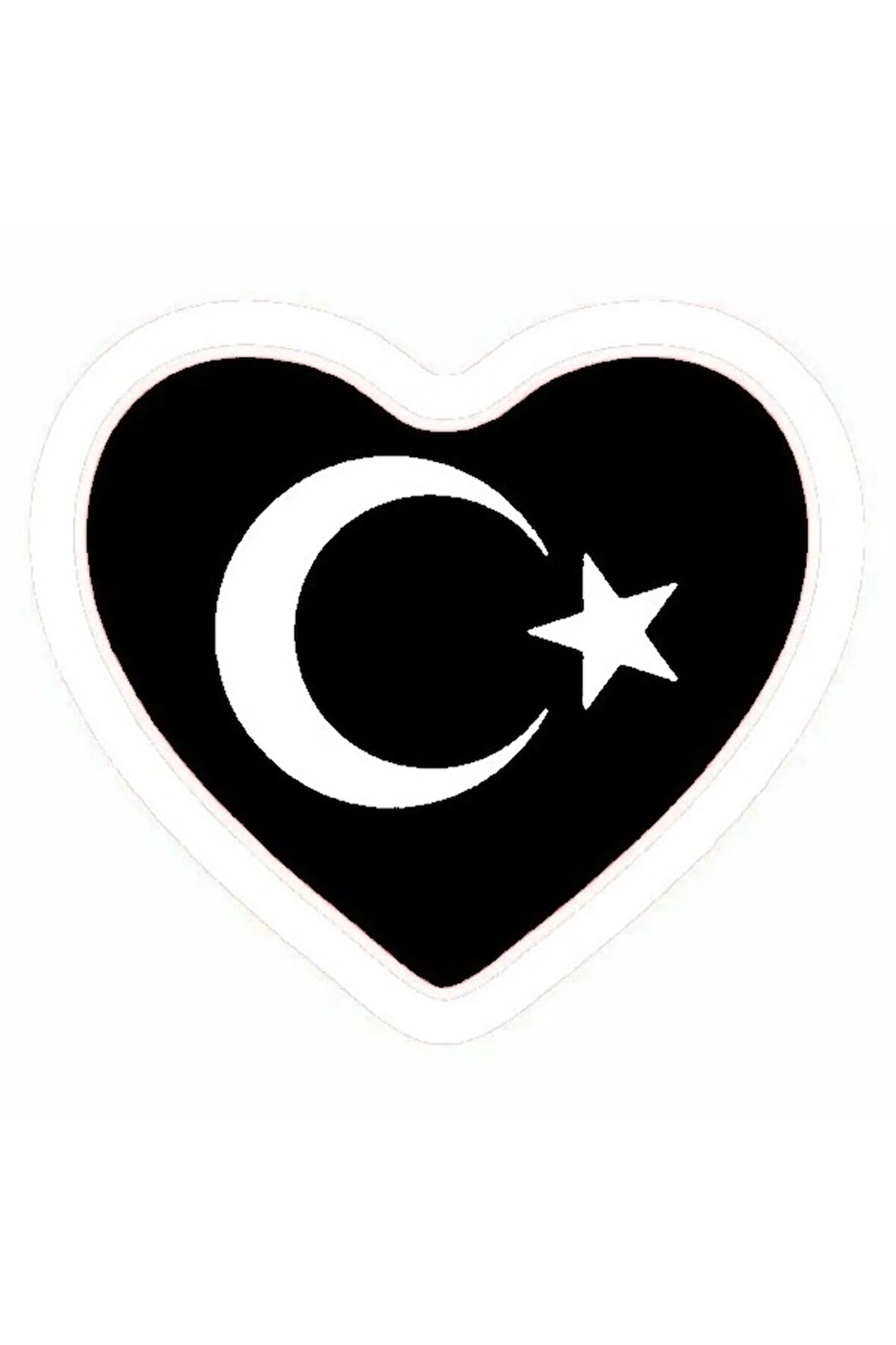 Kalp Türk Bayrağı Motosiklet Siperlik Sticker 10 X 10 Cm