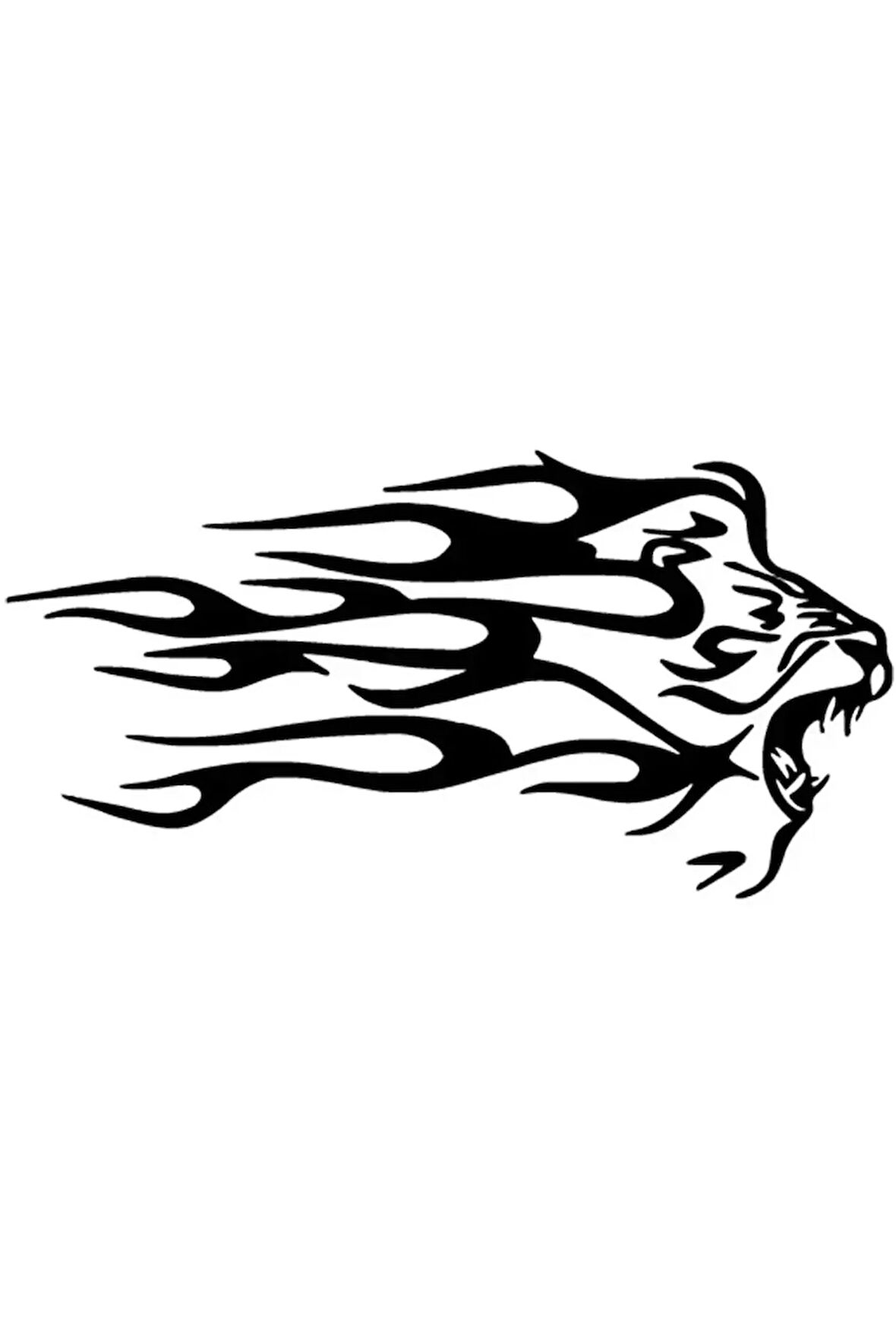 Alevli Aslan Kafası Oto özel yeni sticker Siyah 30 x 15 cm
