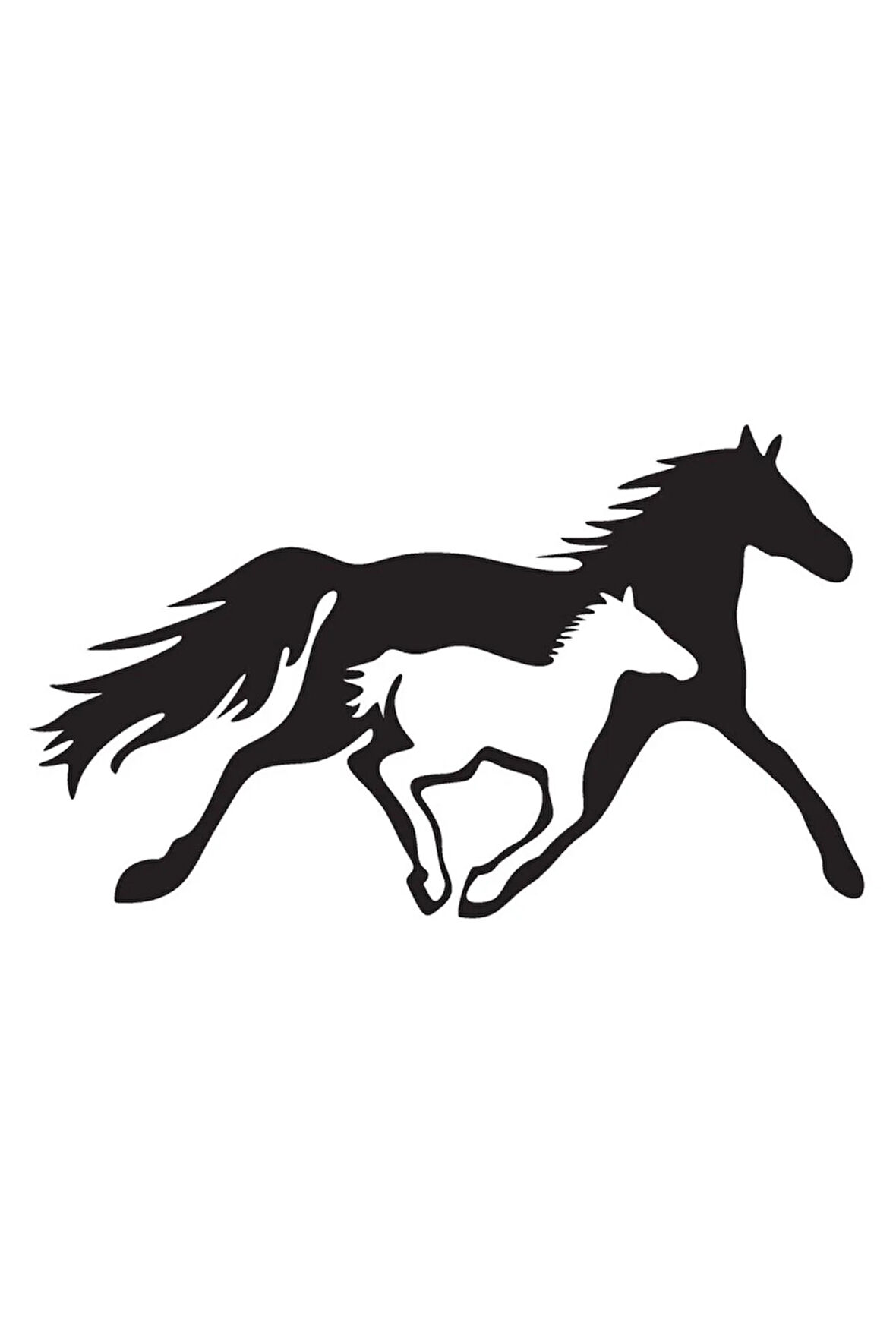 At Ve Yavrusu Oto Motor Laptop Duvar Folyo Sticker (TİP 2) 10x6 Cm