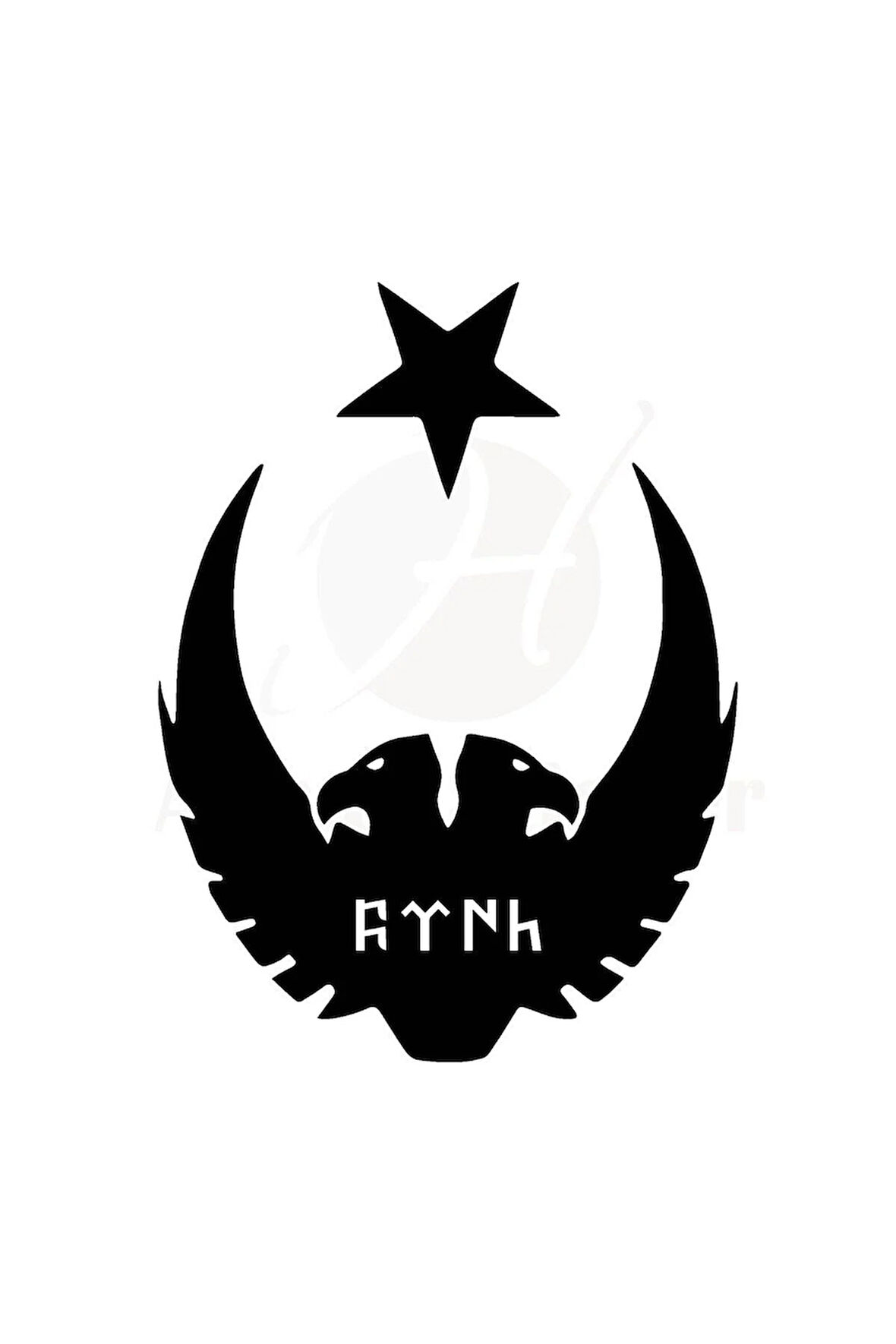 Ay Yıldız Kartal Göktürkçe Türk Oto Motor Laptop Duvar Folyo Sticker 10 x 13