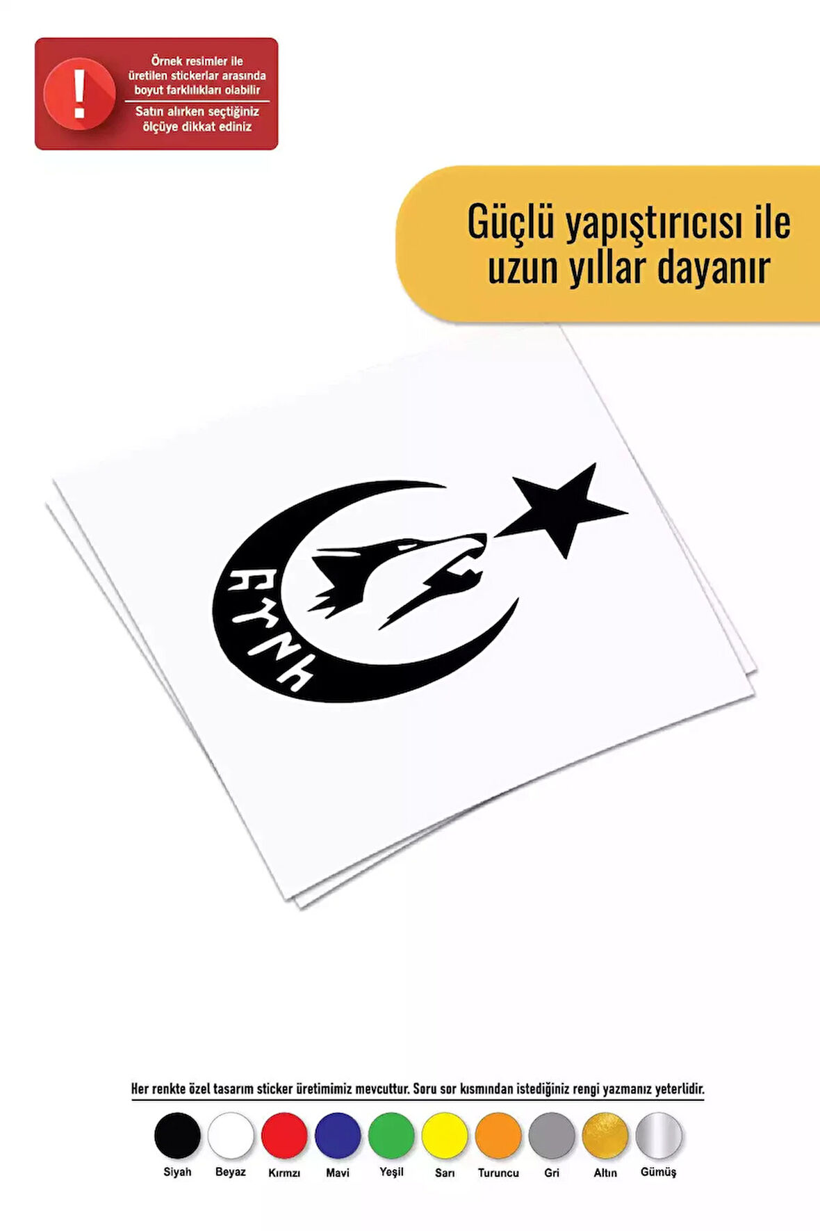 Göktürkçe Türk Yazılı Ay Yıldız - Araç, Oto, Laptop, Duvar Uyumlu Sticker 10*8 Cm