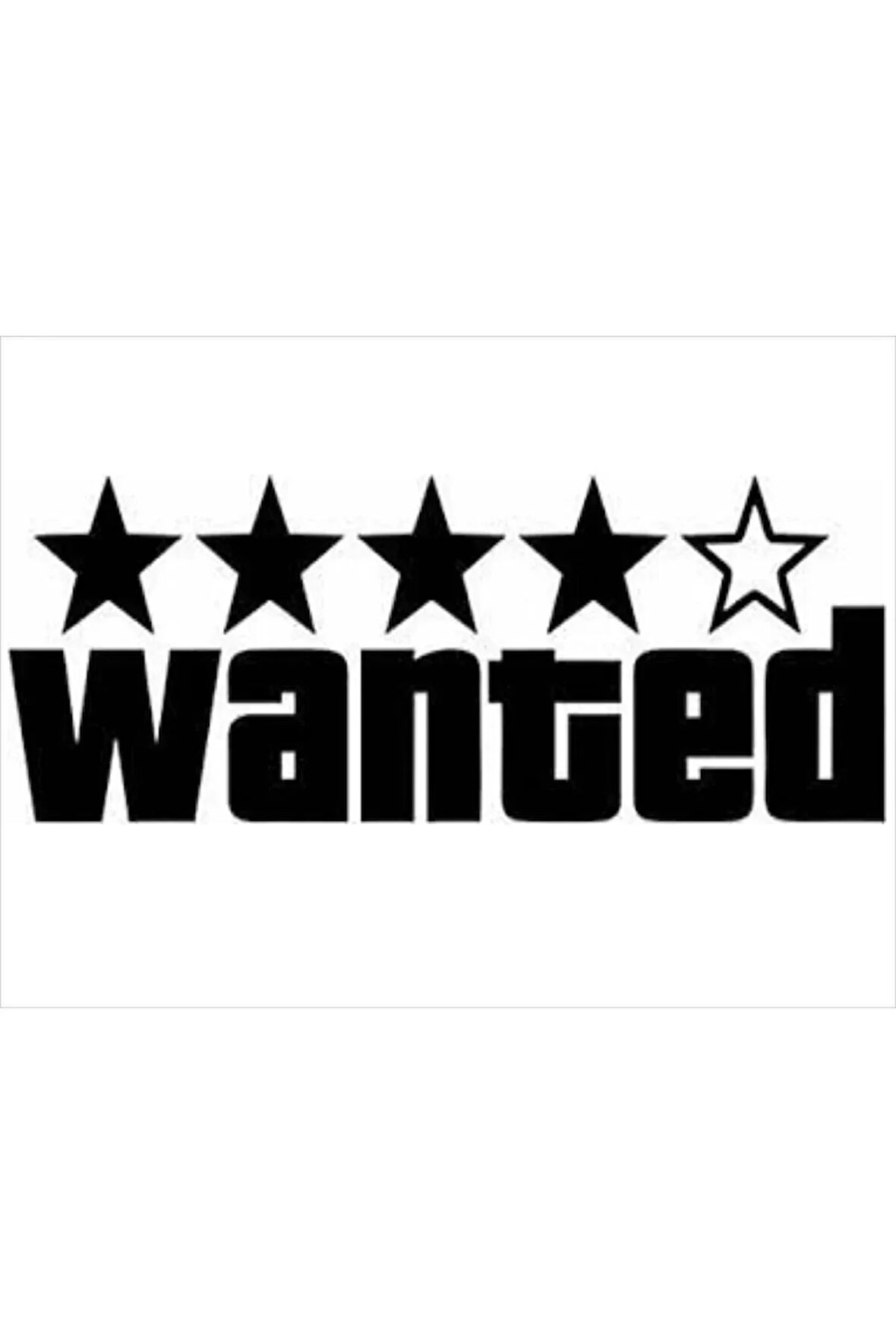 Wanted Oto Sticker 5 Yıldız Araba Stickeri 14x6.5cm 2 ADET SİYAH
