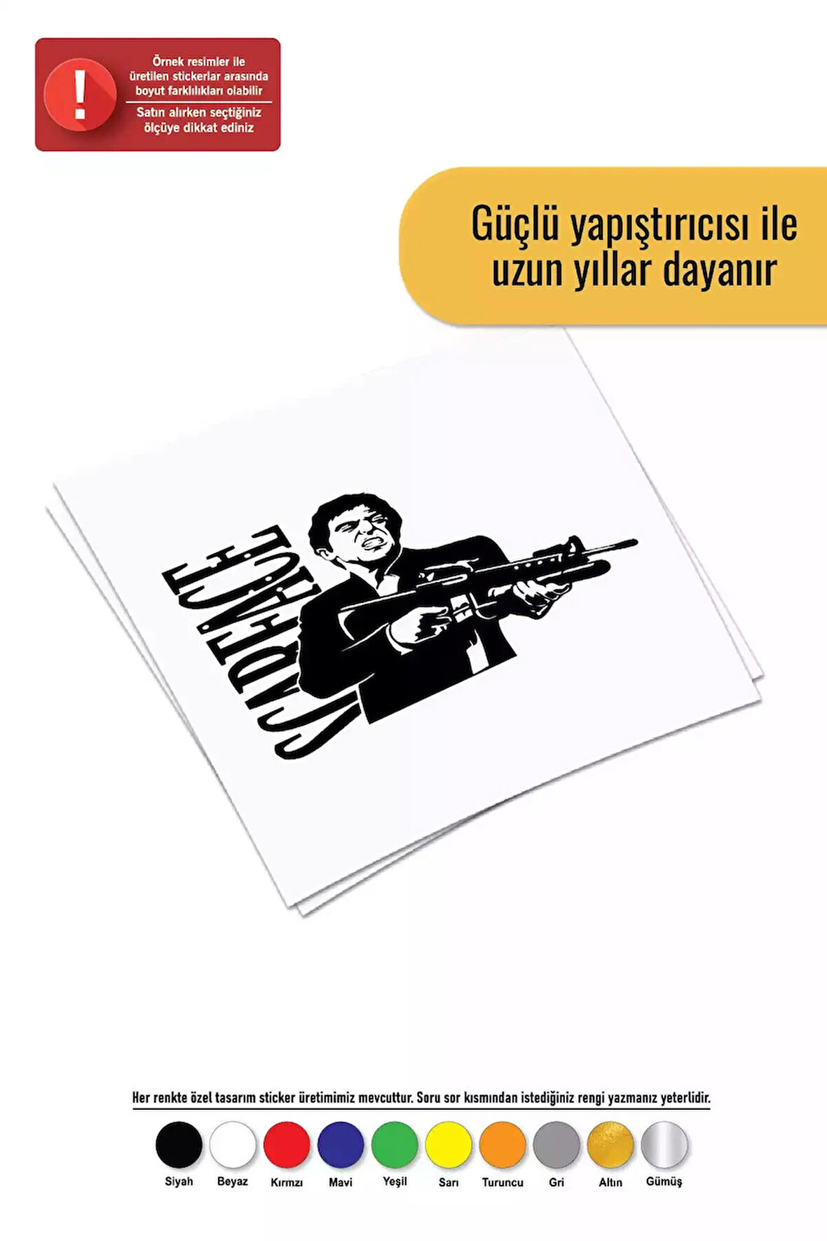 Scarface Sticker Oto Motor Laptop Duvar Folyo Sticker 50 X 40 Cm