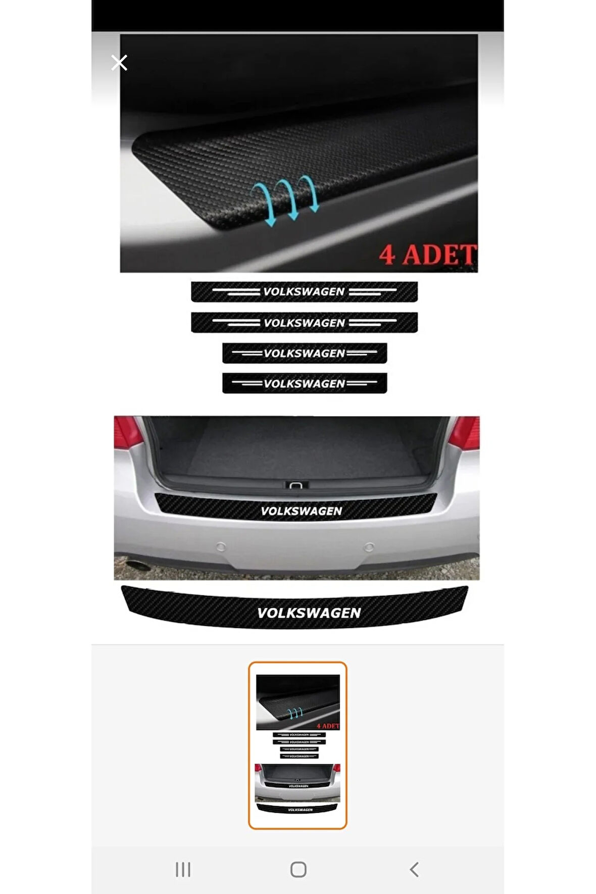 Volkswagen Passat Karbon Kapı Eşiği Oto Sticker 4 Adet