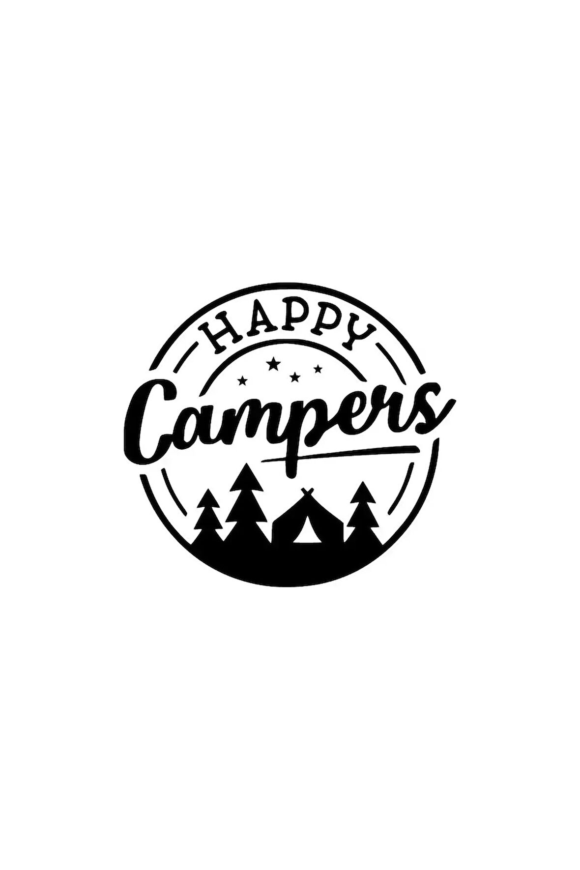 Happy Campers Sticker Oto Motor Laptop Duvar Folyo Sticker 10x10 cm
