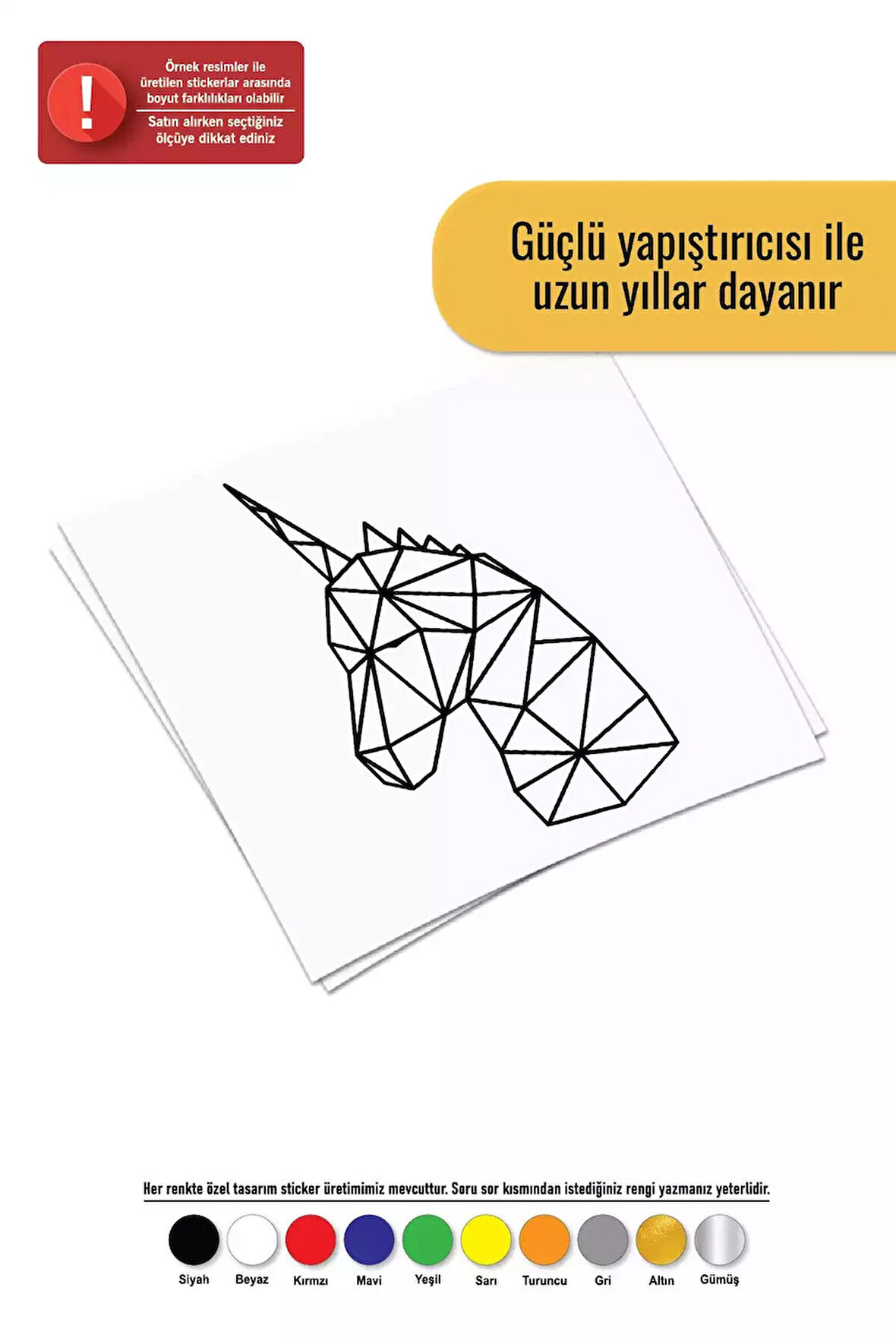 Geometrik Unicorn At Sticker Oto Motor Laptop Duvar Folyo Sticker 20x32 cm